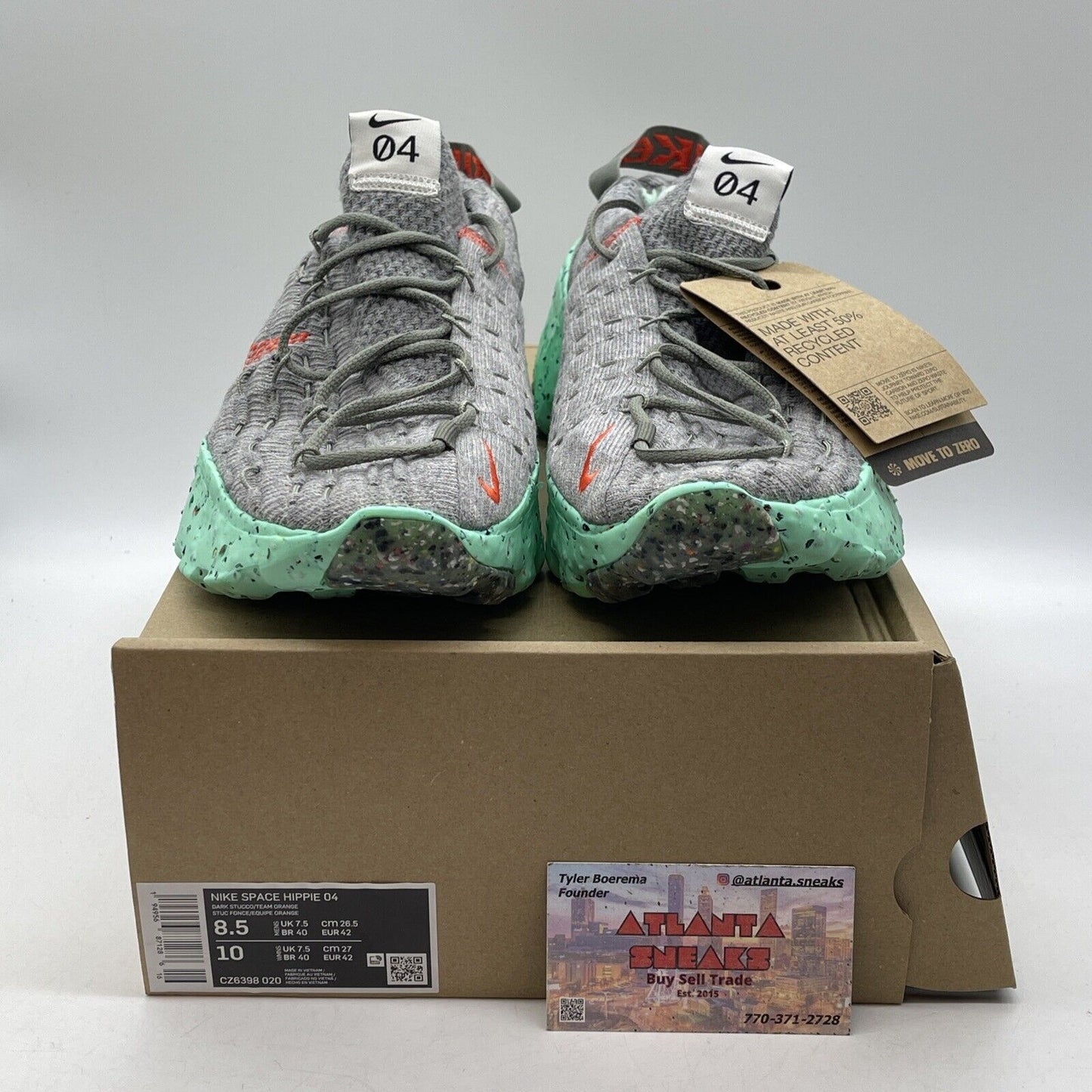 Size 8.5 - Nike Space Hippie 04 Green Glow Grey Orange Suede (CZ6398-020)