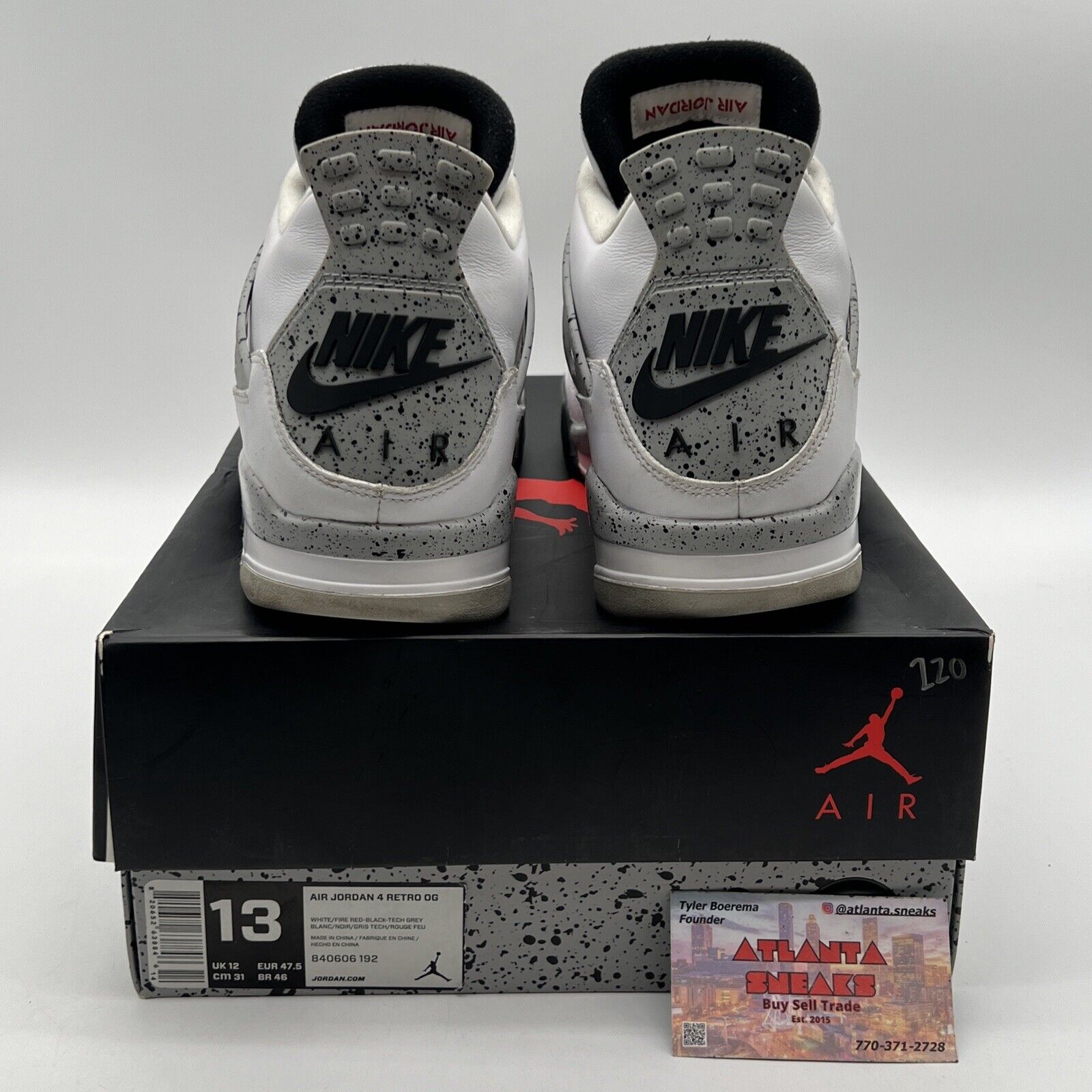 Size 13 - Jordan 4 Retro OG Mid White Cement Black Grey Leather (840606-192)