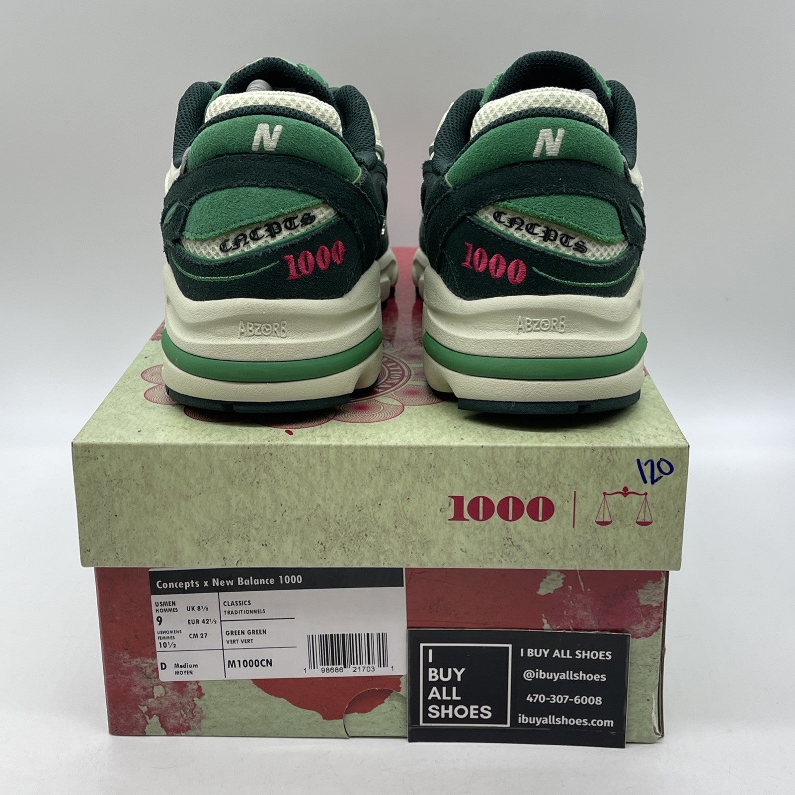 Size 9 - New Balance Concepts x 1000 Míle Green Suede Leather (M1000CN)