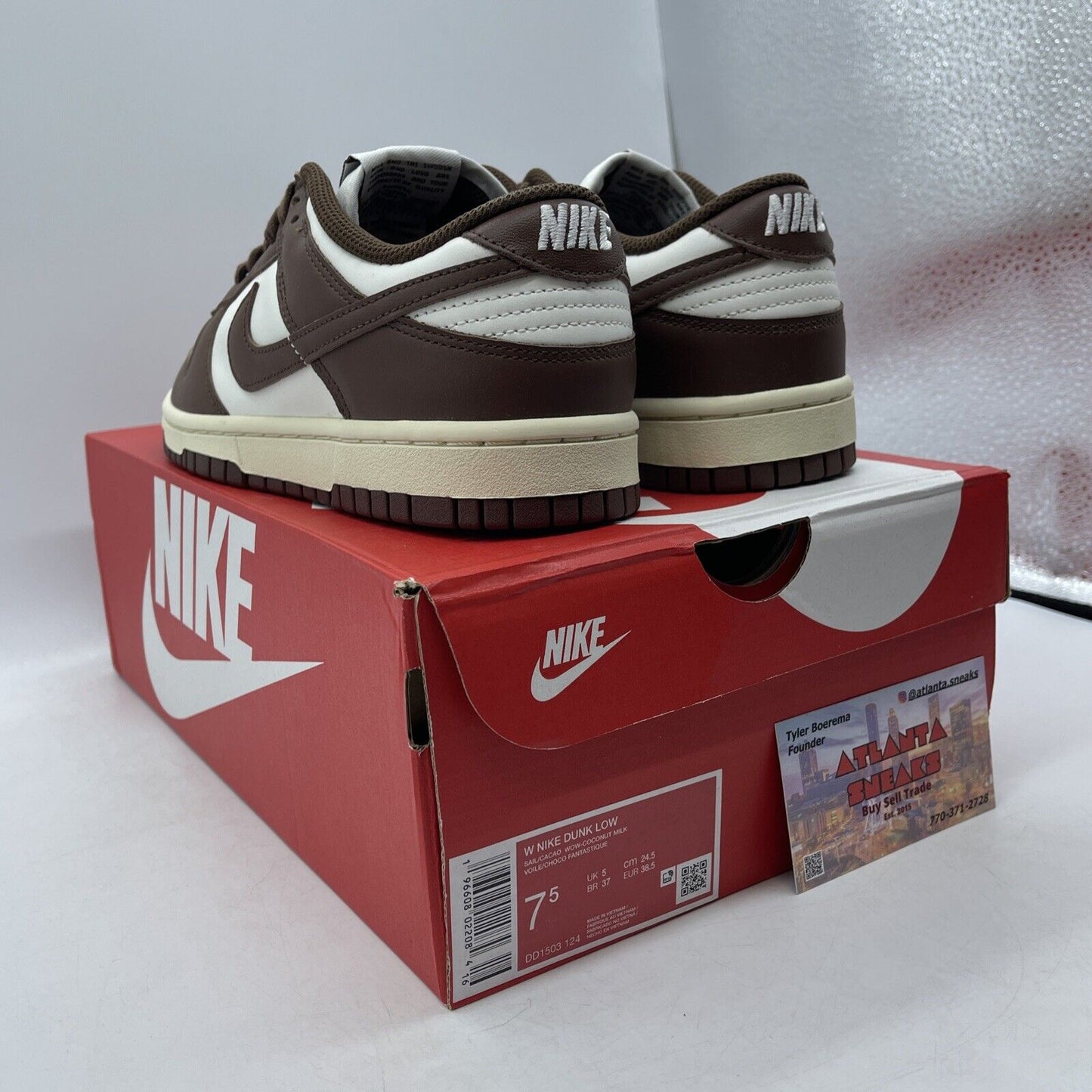 Size 7.5 - Nike Dunk Low Cacao Wow Brown White Leather (DD1503-124)