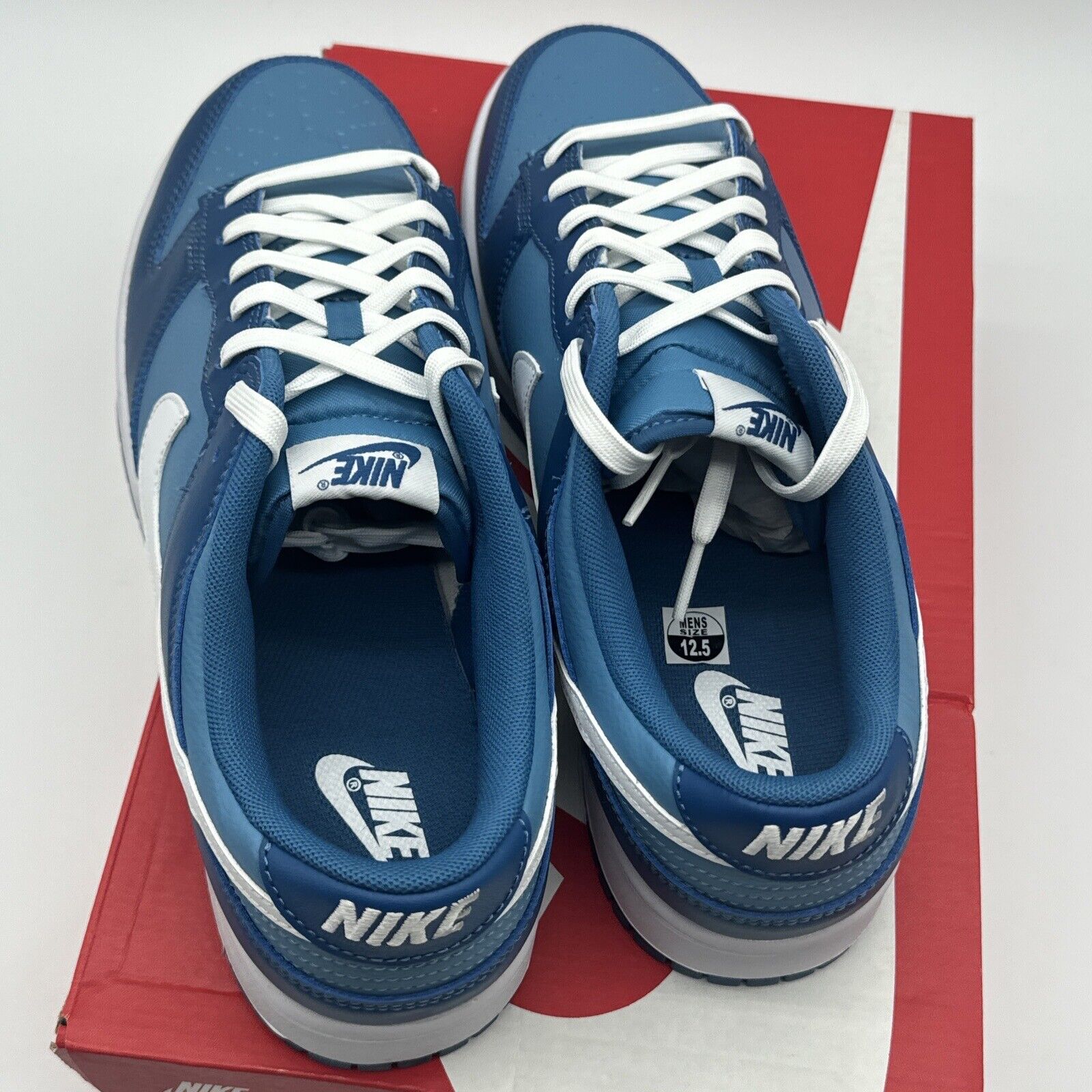 Size 12.5 - Nike Dunk Low Dark Marina Blue 2021 Navy Unc White Leather OG All Bo