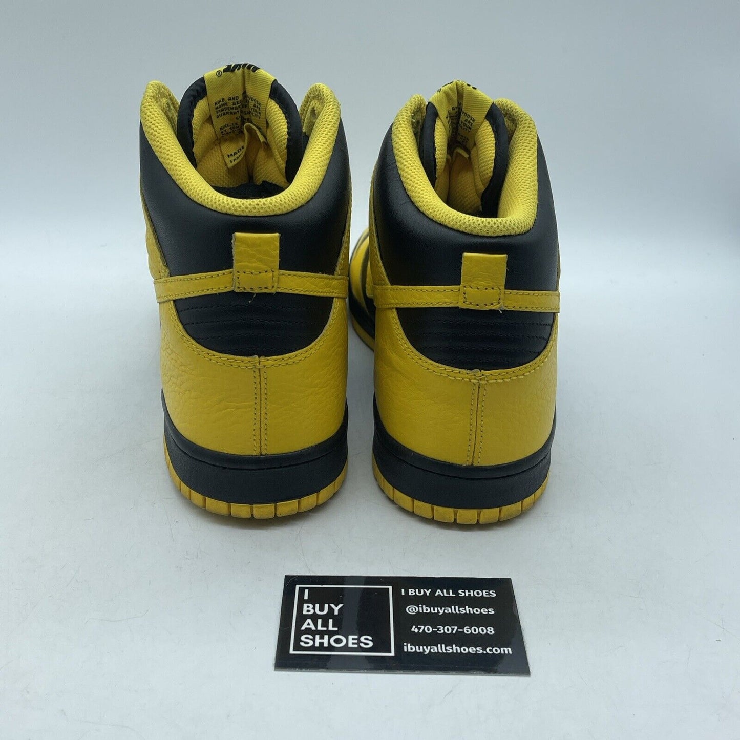 Size 10 - Nike Dunk High Black Varsity Maize Yellow Black Leather (317982-043)
