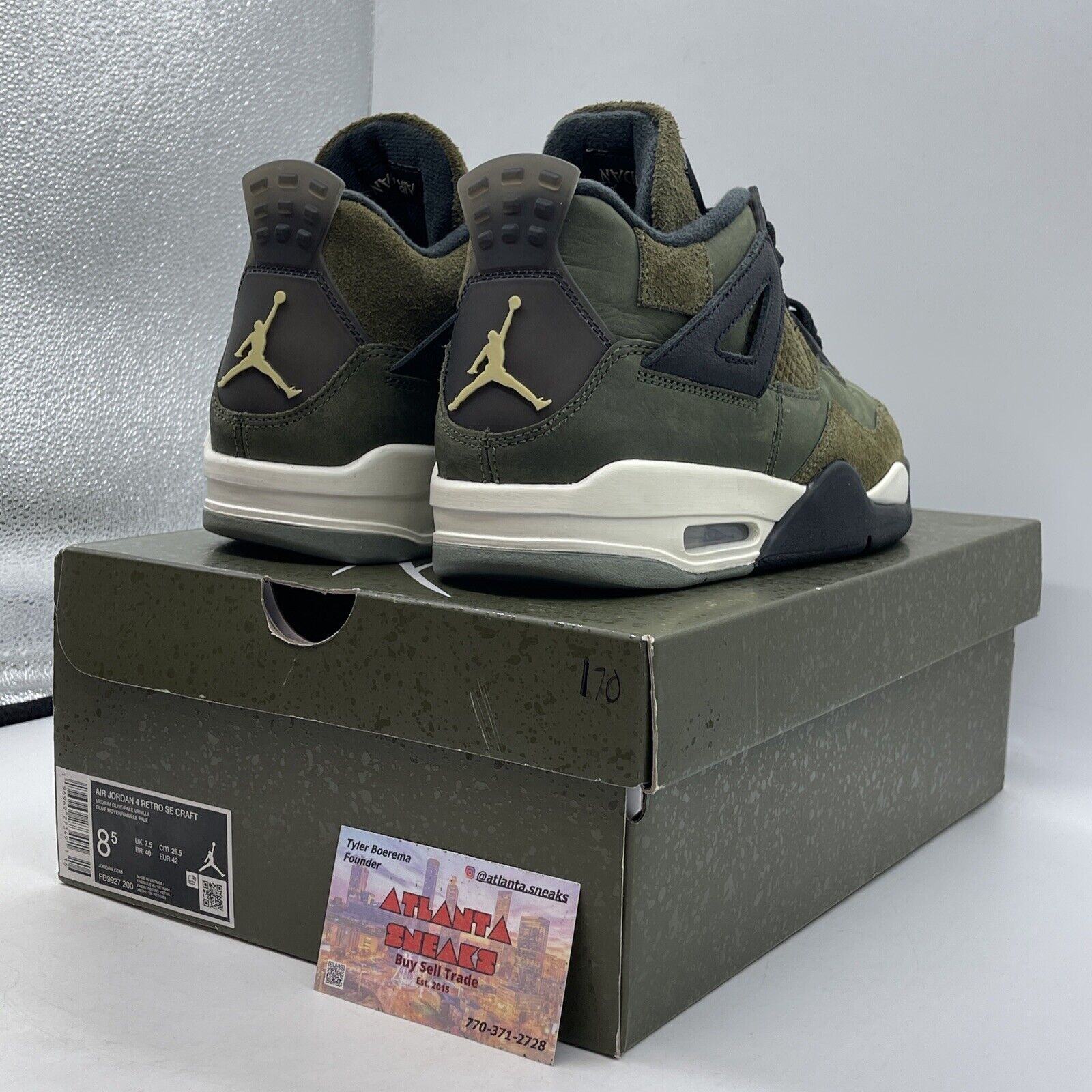 Size 8.5 - Jordan 4 SE Retro Low Craft - Olive White Black Suede (FB9927-200)