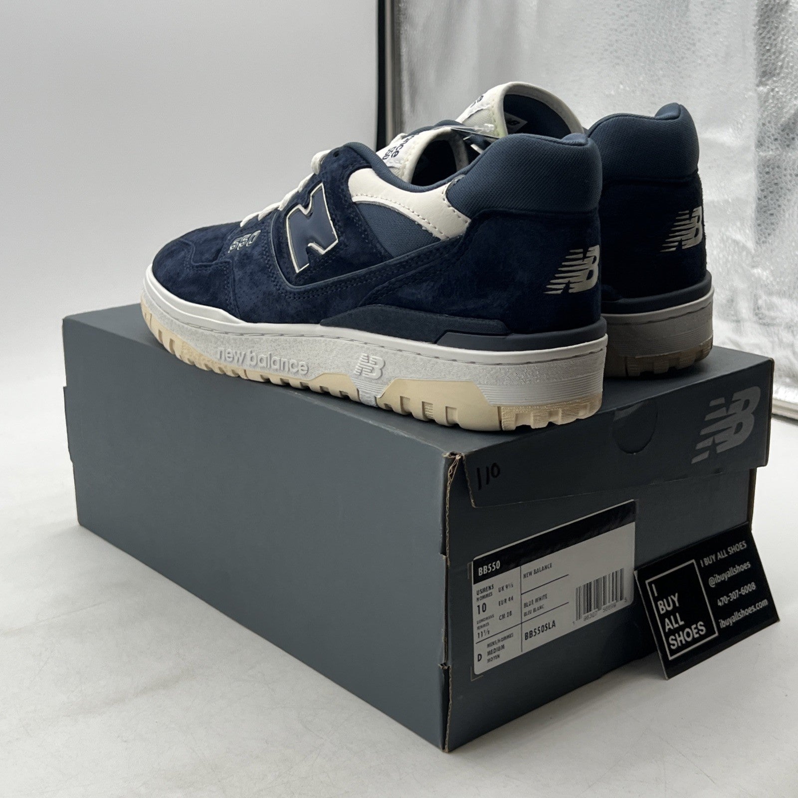 Size 10 - New Balance 550 Suede Indigo Navy Blue Sneakers Shoes (BB550SLA)