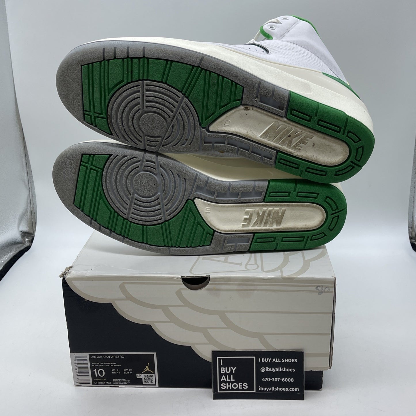 Size 10 - Jordan 2 Retro Lucky Green White Leather (DR8884-103)