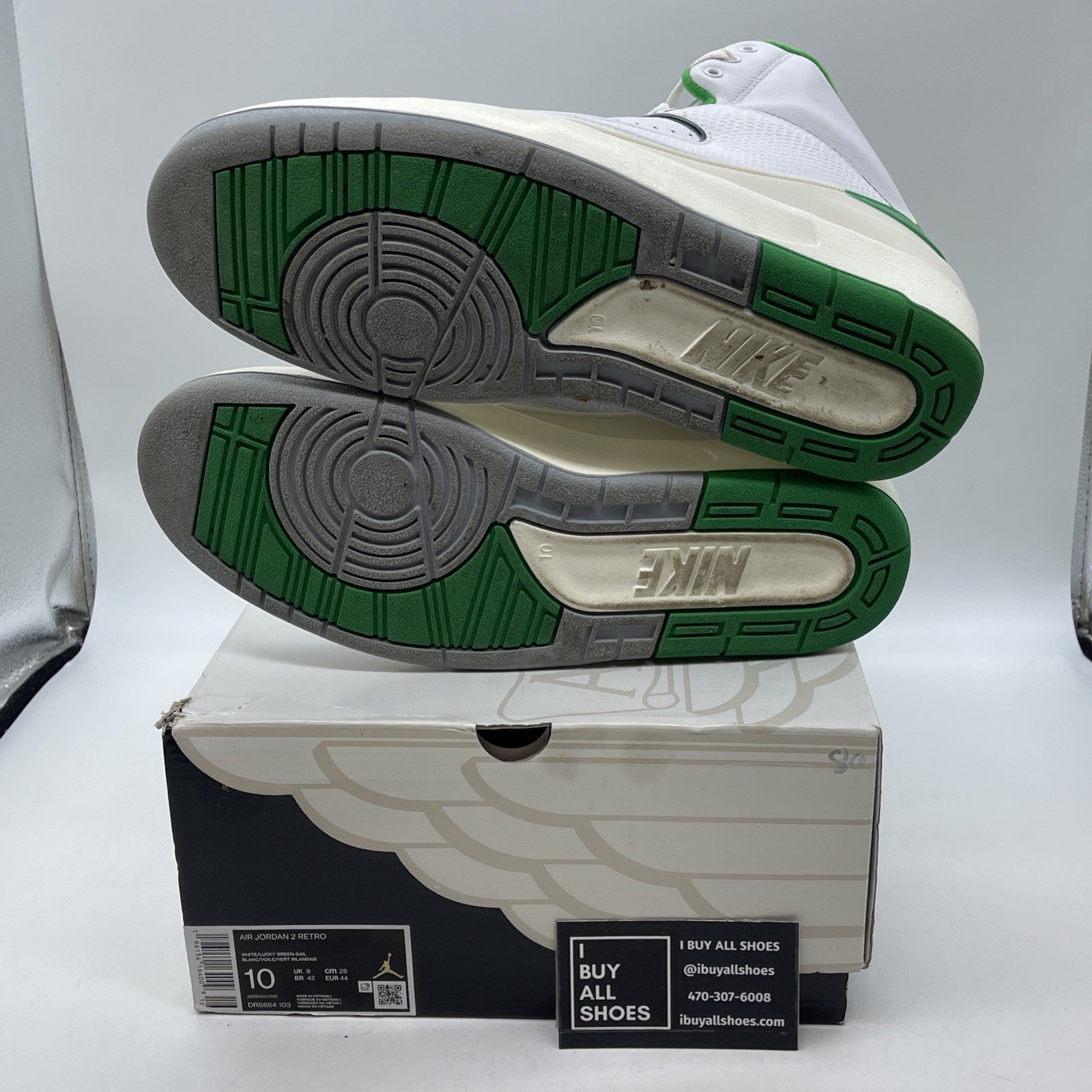 Size 10 - Jordan 2 Retro Lucky Green White Leather (DR8884-103)
