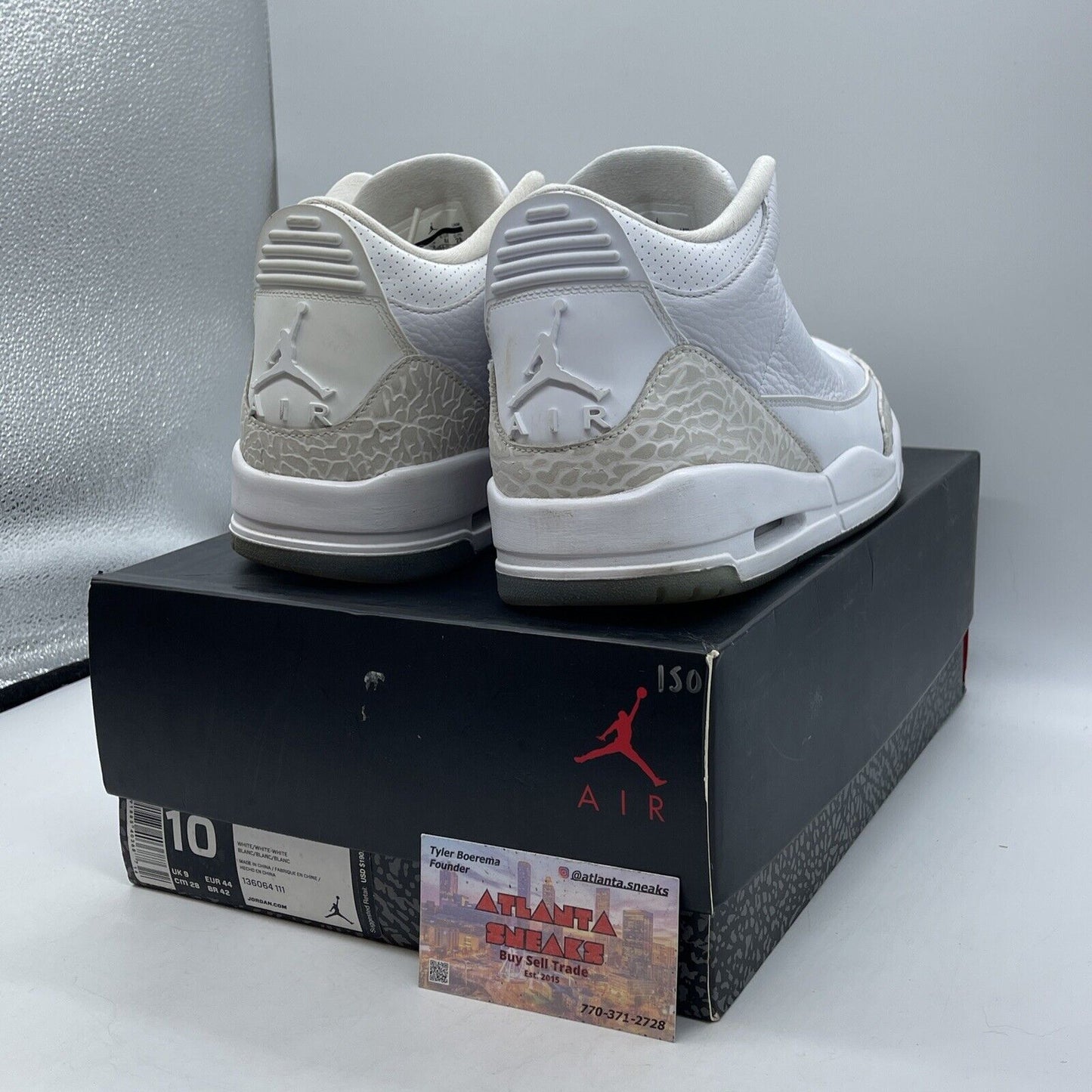 Size 10 - Air Jordan 3 Retro Triple White Tan Leather Suede (136064-111)