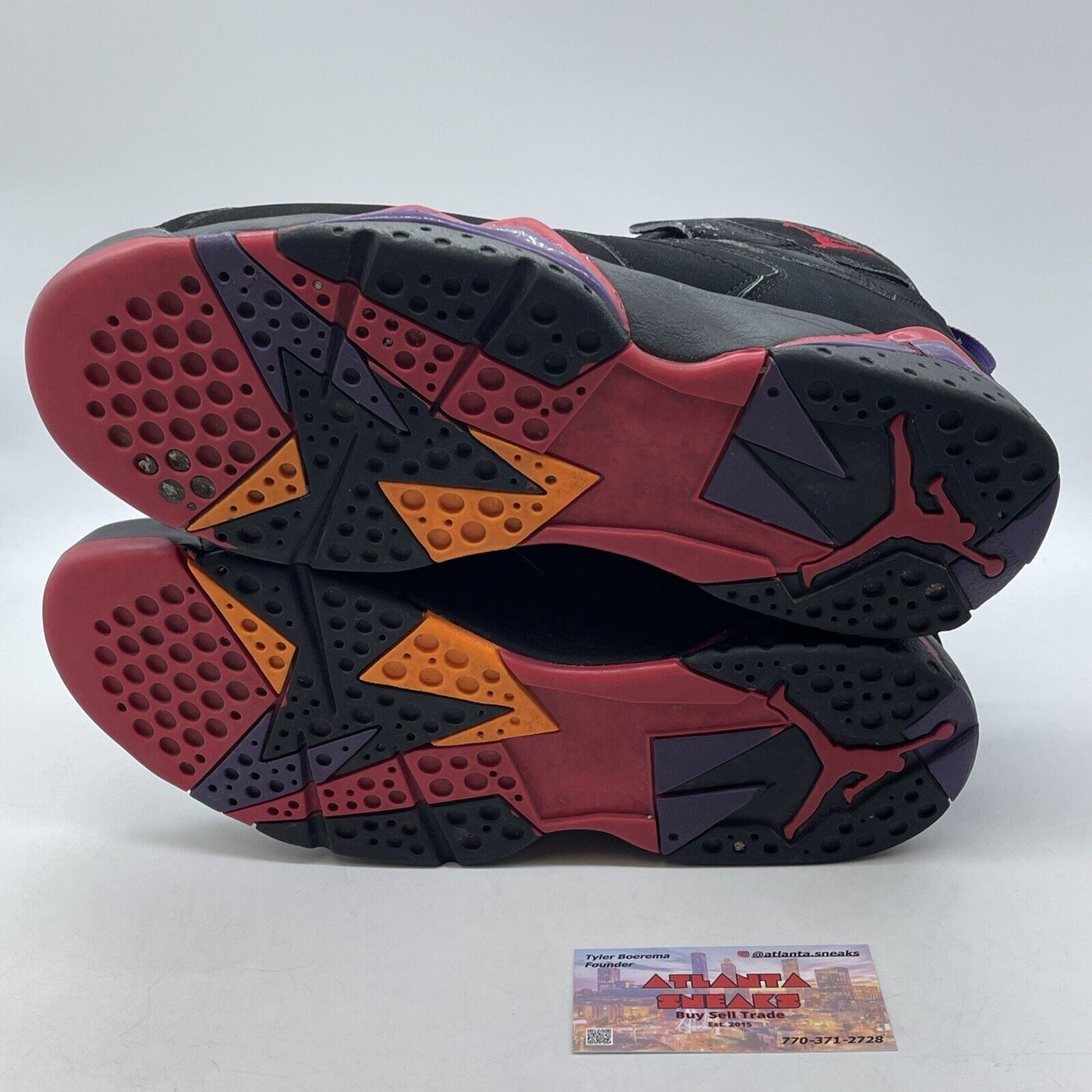 Size 10.5 - Air Jordan 7 Retro 2012 Raptor Black Red Purple (304775-018)
