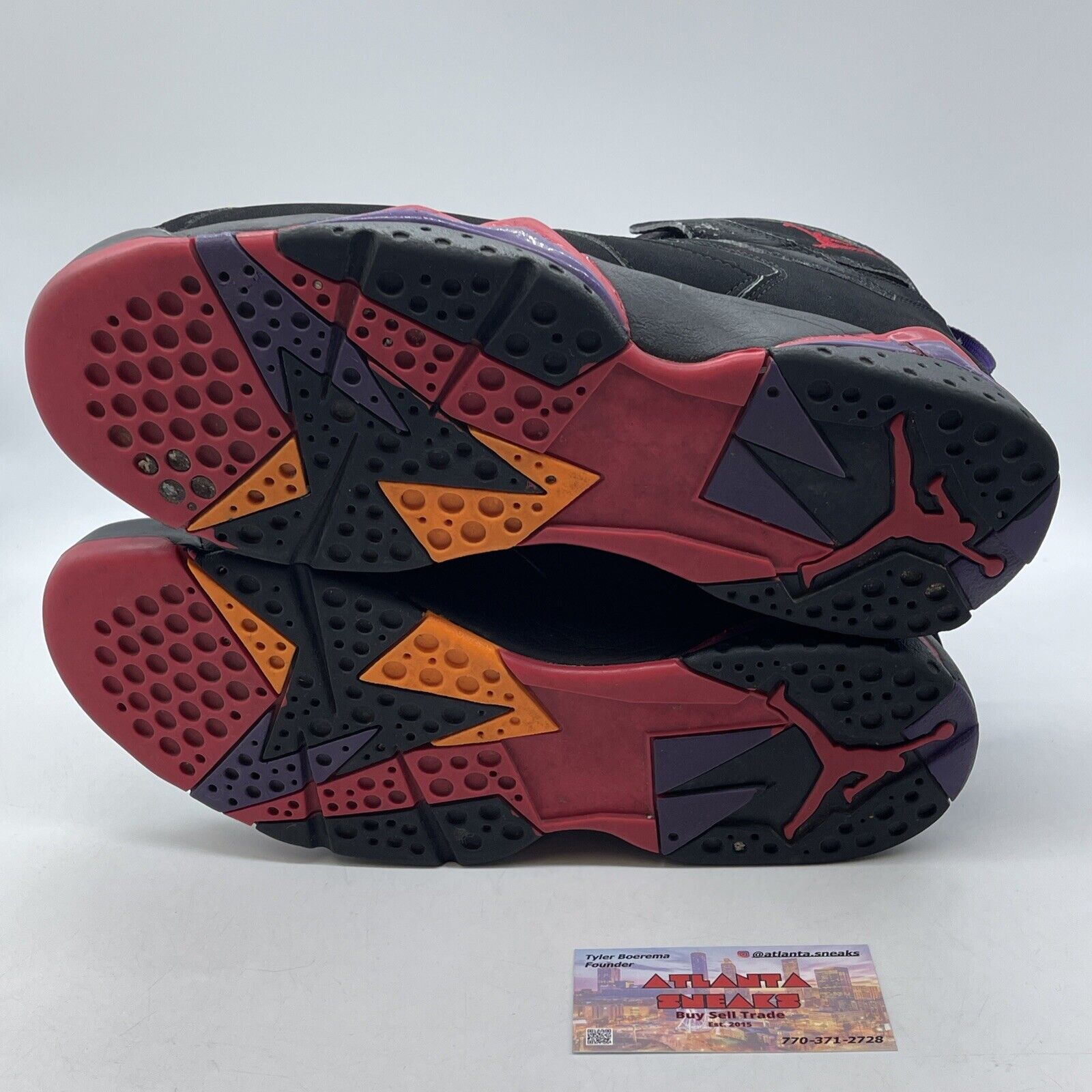 Size 10.5 - Air Jordan 7 Retro 2012 Raptor Black Red Purple (304775-018)