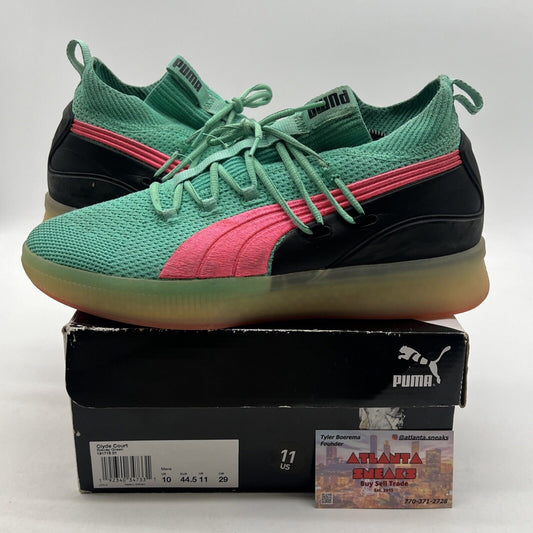 Size 10 -PUMA Men’s Clyde Court Ocean Drive Biscay Green Pink (191715-01)