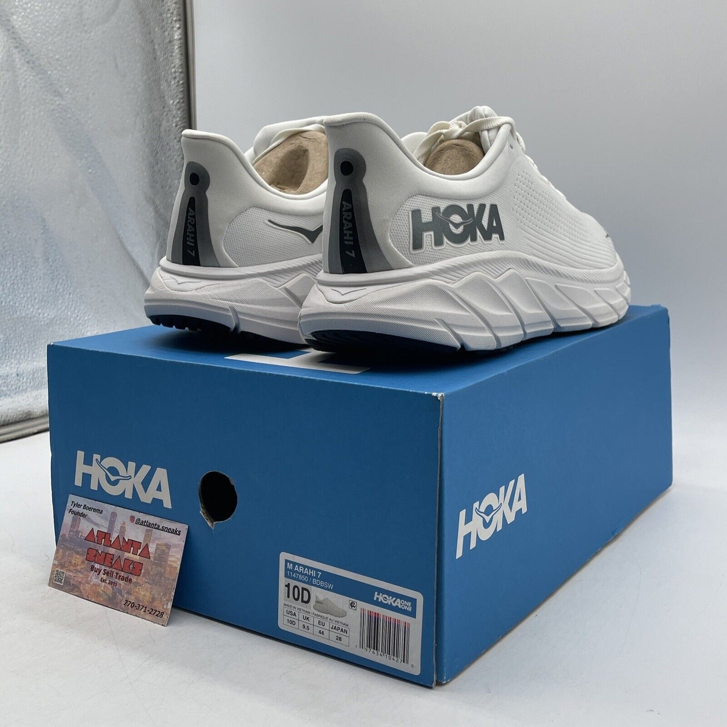 Size 10 - Hoka One One Arahi 7 Blanc De Blanc White Black Silver (1147850-BDBSW)