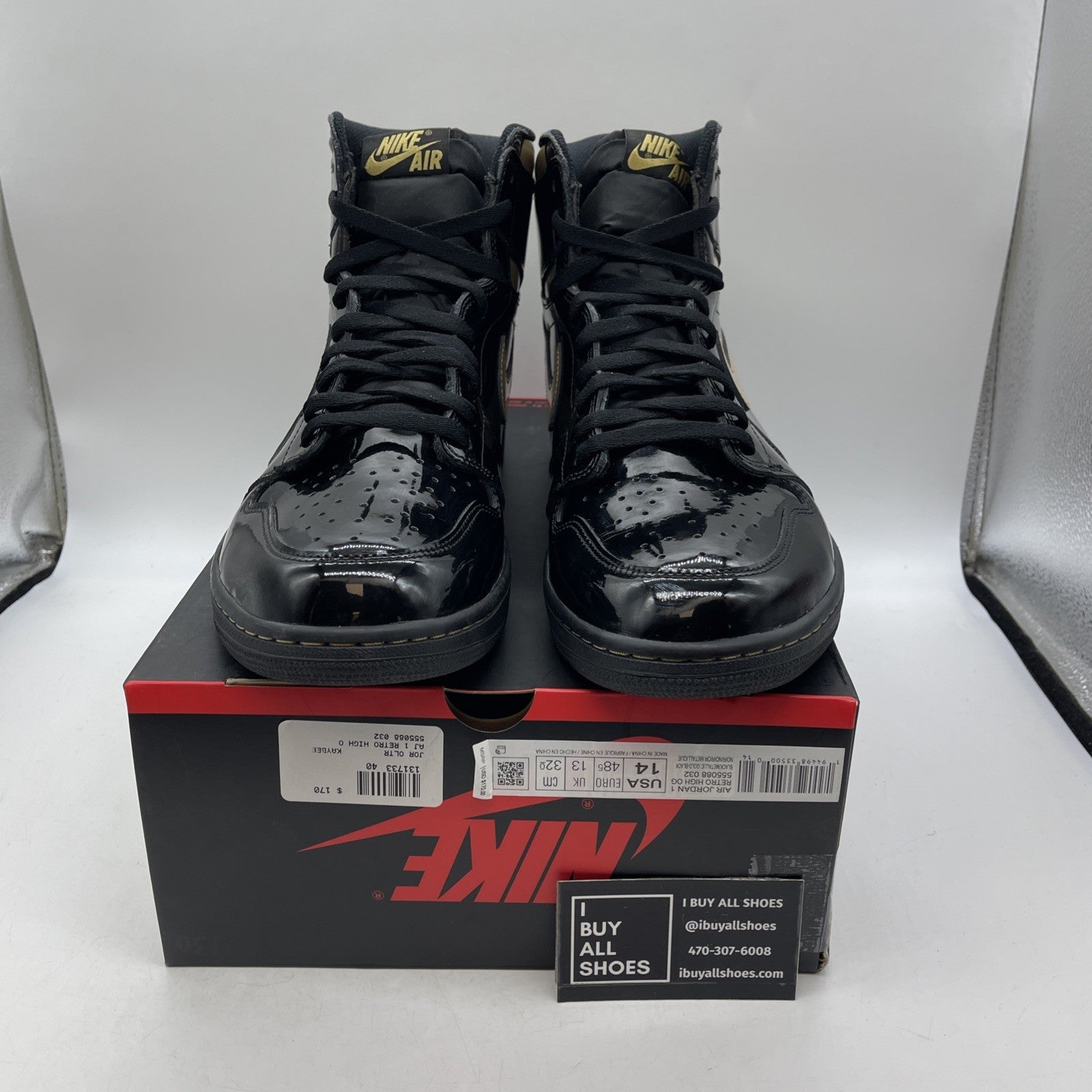 Size 14 - Air Jordan 1 Black Metallic Gold 2020 (555088-032)