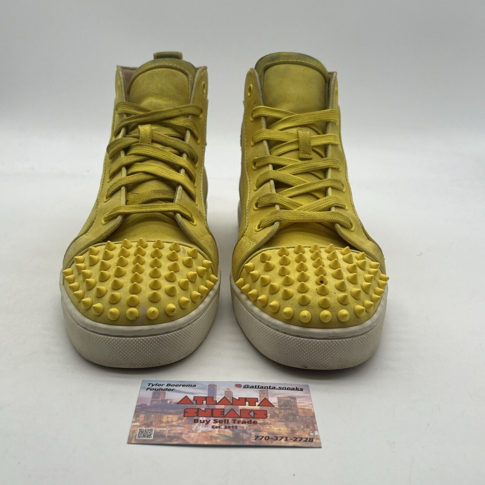 Size 10 - Christian Louboutin High Top Sneakers Studded Yellow