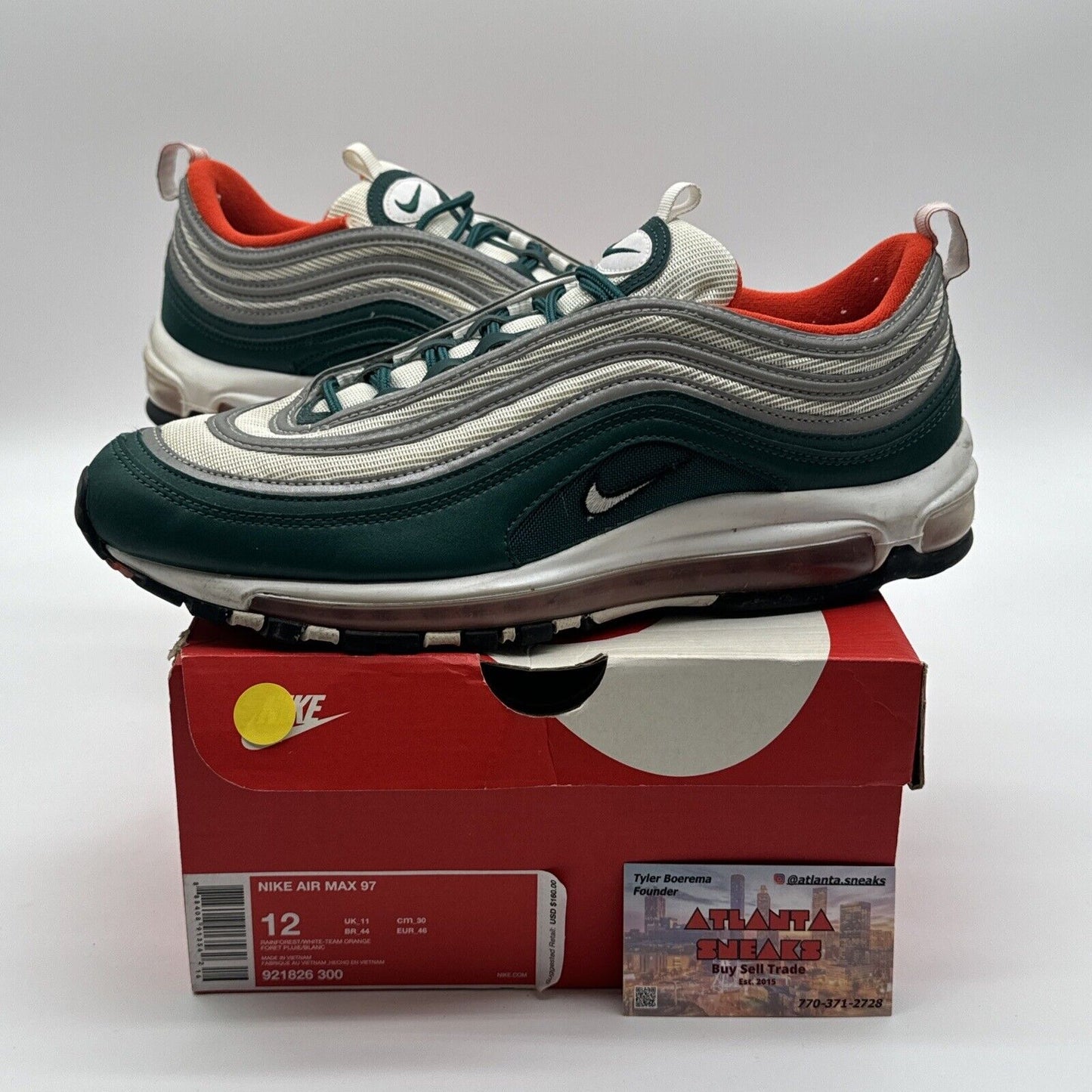 Size 12 - Nike Air Max 97 Miami Dolphins 2018 Rainforest Green Silver Reflective