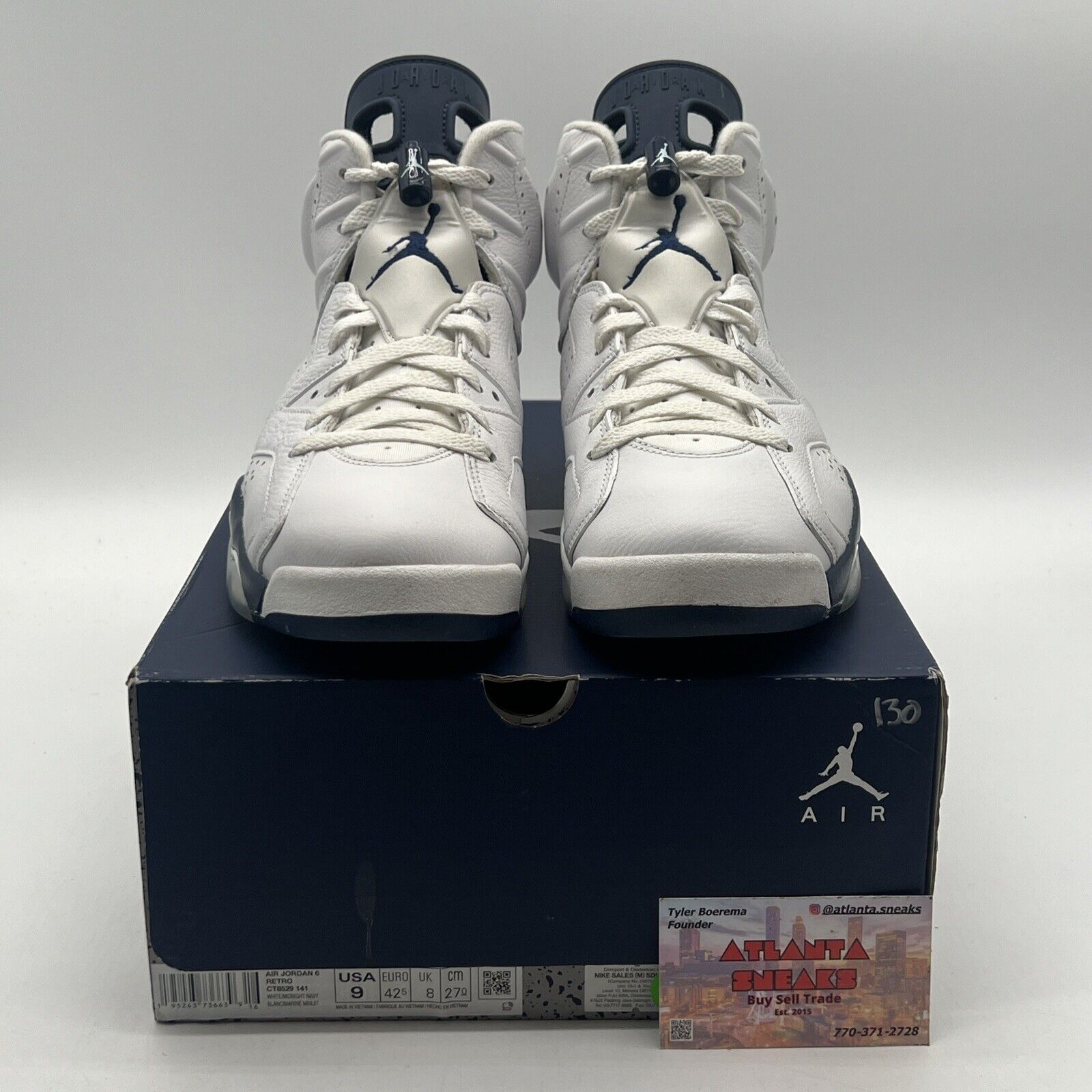 Size 9 - Jordan 6 Retro Midnight Navy White Leather (CT8529-141)