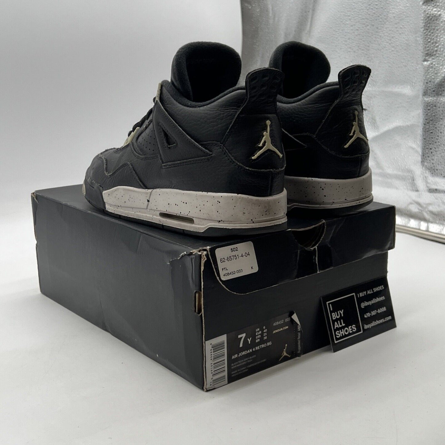 Size 7 - Air Jordan 4 Retro LS oreo 2015 (408452-003)