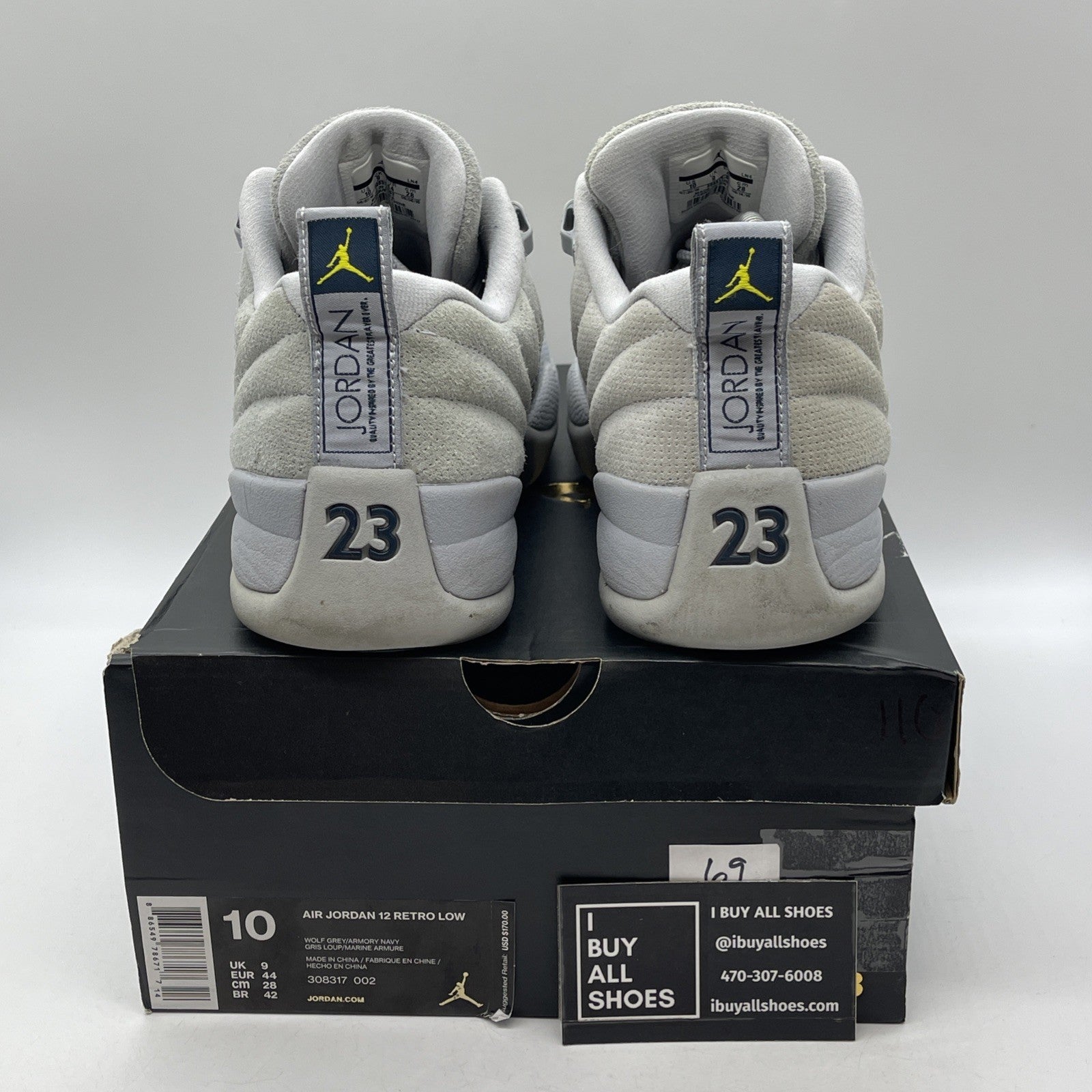 Size 10 - Air Jordan 12 Retro Low Wolf Grey Suede Leather (308317-002)