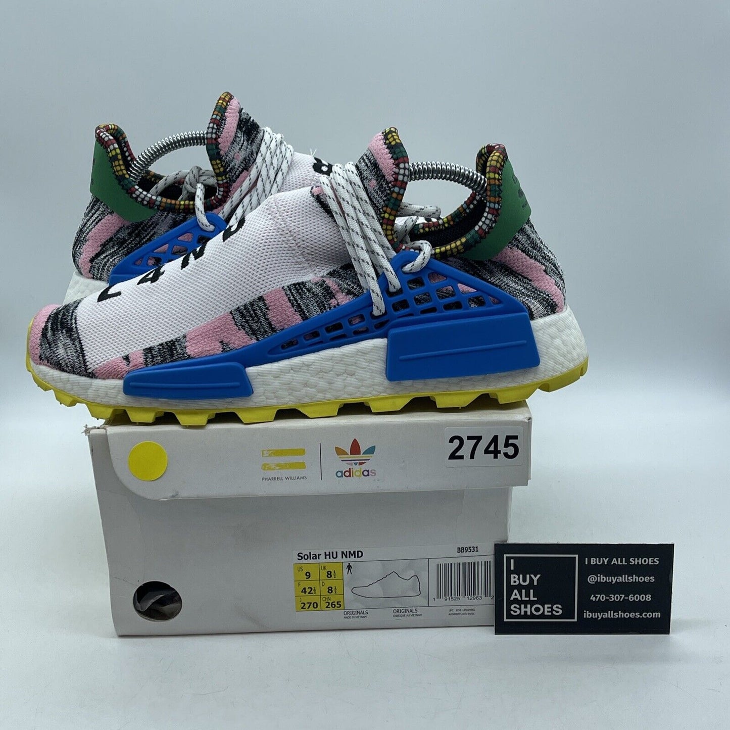 Size 9 - adidas Pharrell x NMD Human Race Trail Solar Pack Suede Blue (BB9531)