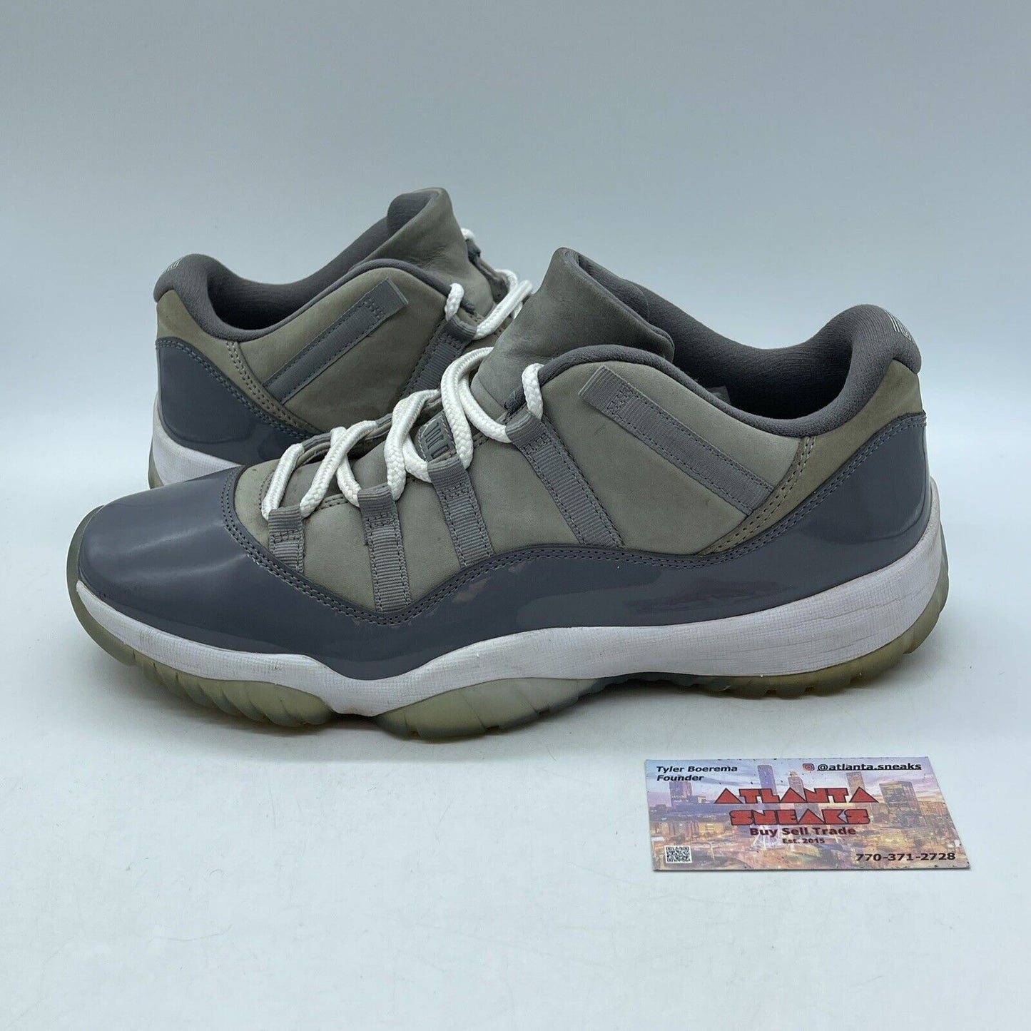 Size 11.5 - Jordan 11 Retro Low Cool Grey 2018 White Suede Leather (528895-003)