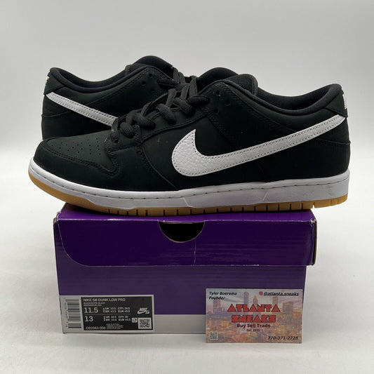 Size 11.5 - Nike Dunk Low SB Black Gum Suede White Gum (CD2563-006)