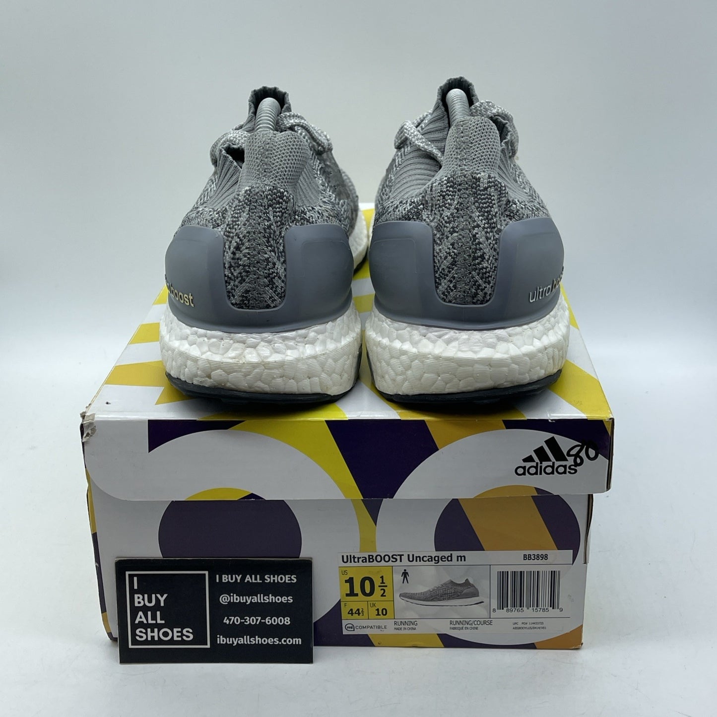 Size 10.5 - adidas UltraBoost Uncaged Grey White Suede (BB3898)