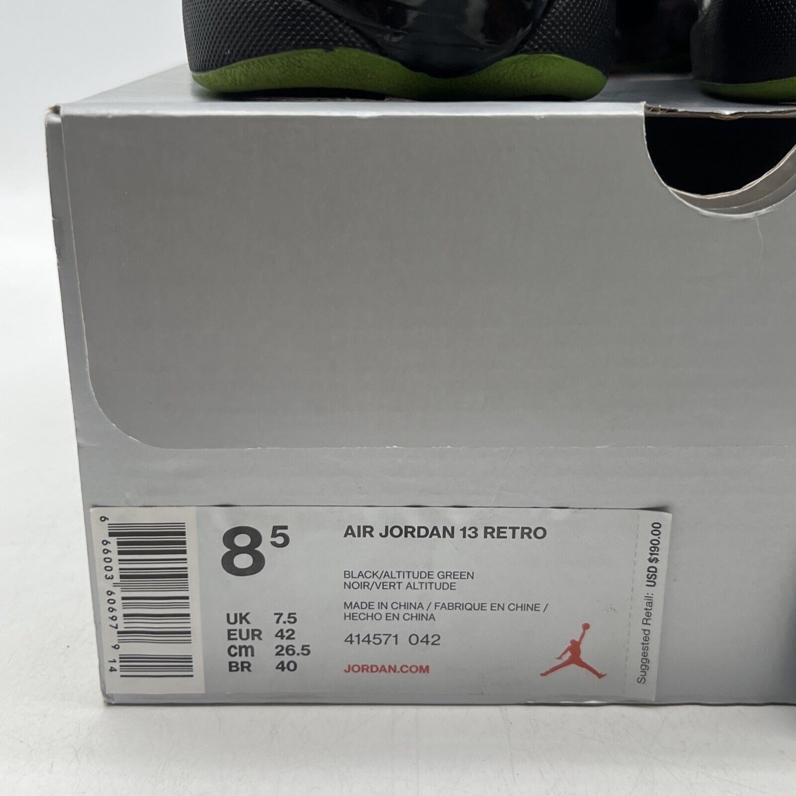 Size 8.5 - Air Jordan 13 Retro 2017 Altitude Black Leather  Lime (414571-042)