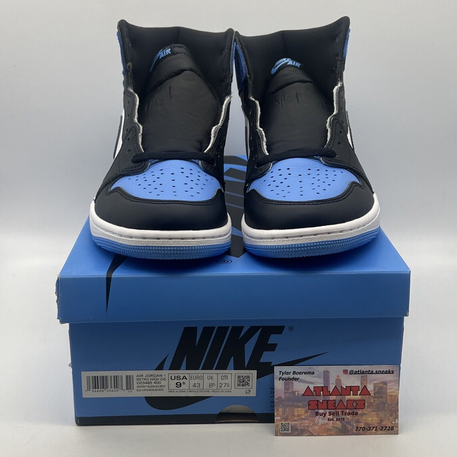 Size 9.5 - Jordan 1 Retro OG High UNC Toe Navy White Leather (DZ5585-400)