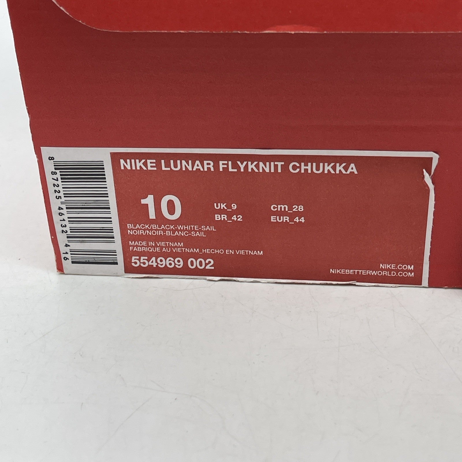Size 10 - Nike Lunar Flyknit Chukka Black Sail (554969-002)