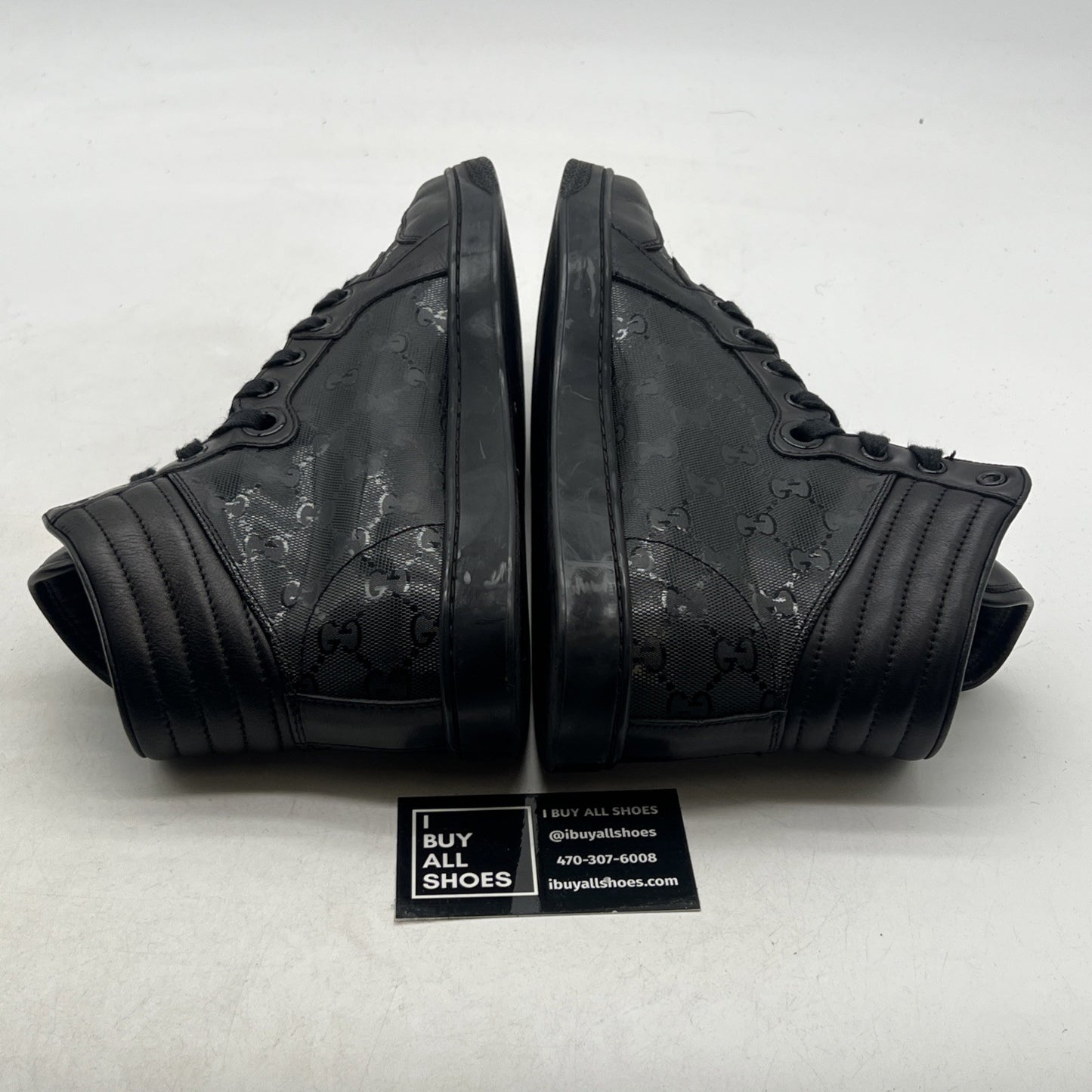 Size 7.5G - Gucci Black GG Monogram High Top Made In Italy,