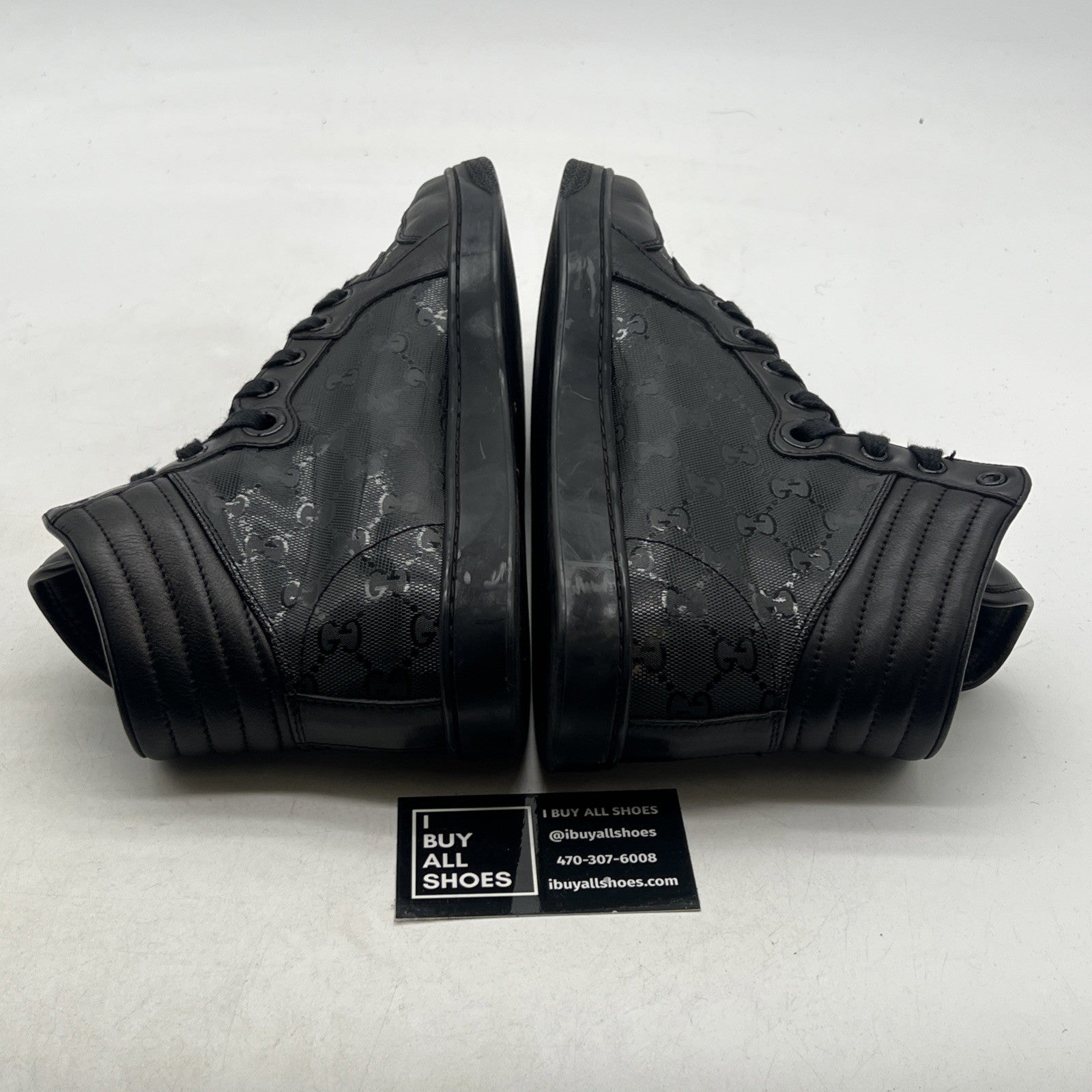 Size 7.5G - Gucci Black GG Monogram High Top Made In Italy,