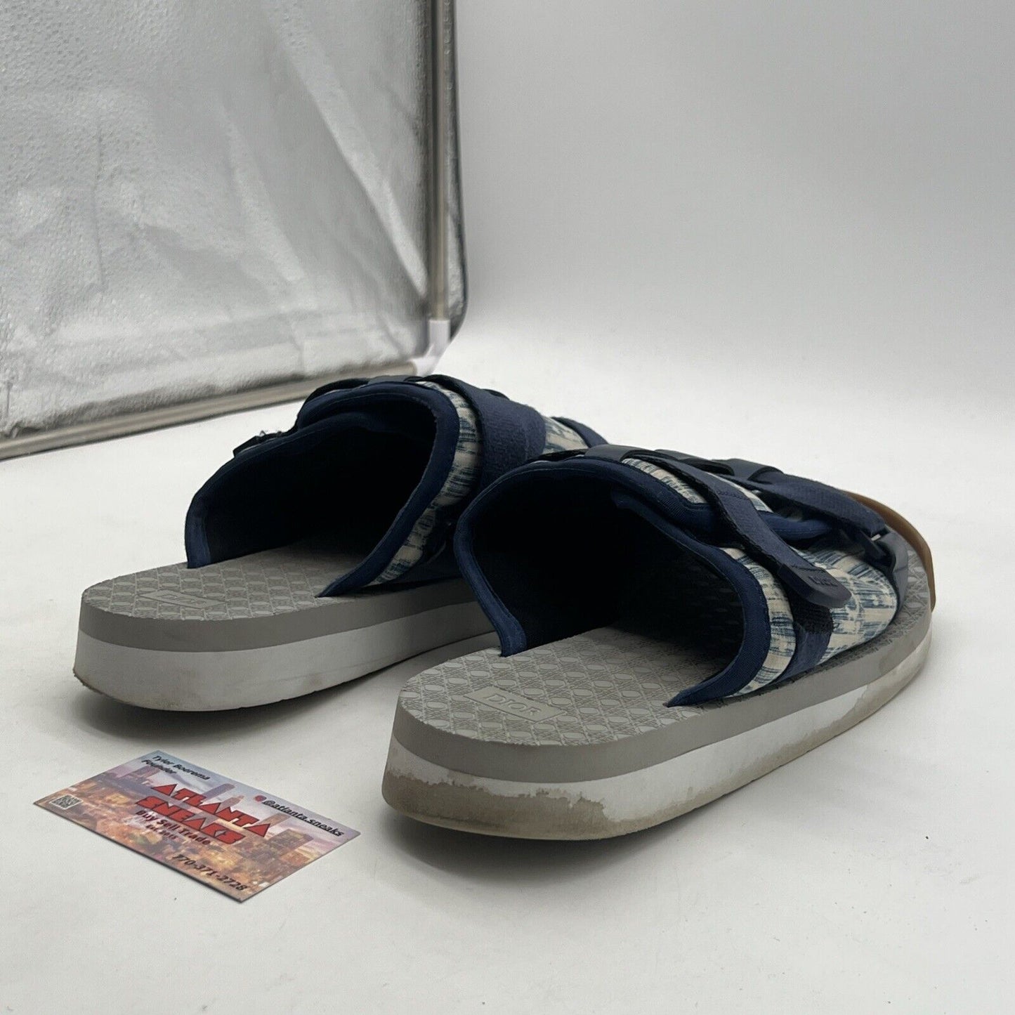 Size 11 - Dior Men Alpha Sandal Beige Blue Oblique Jacquard Logo Slide
