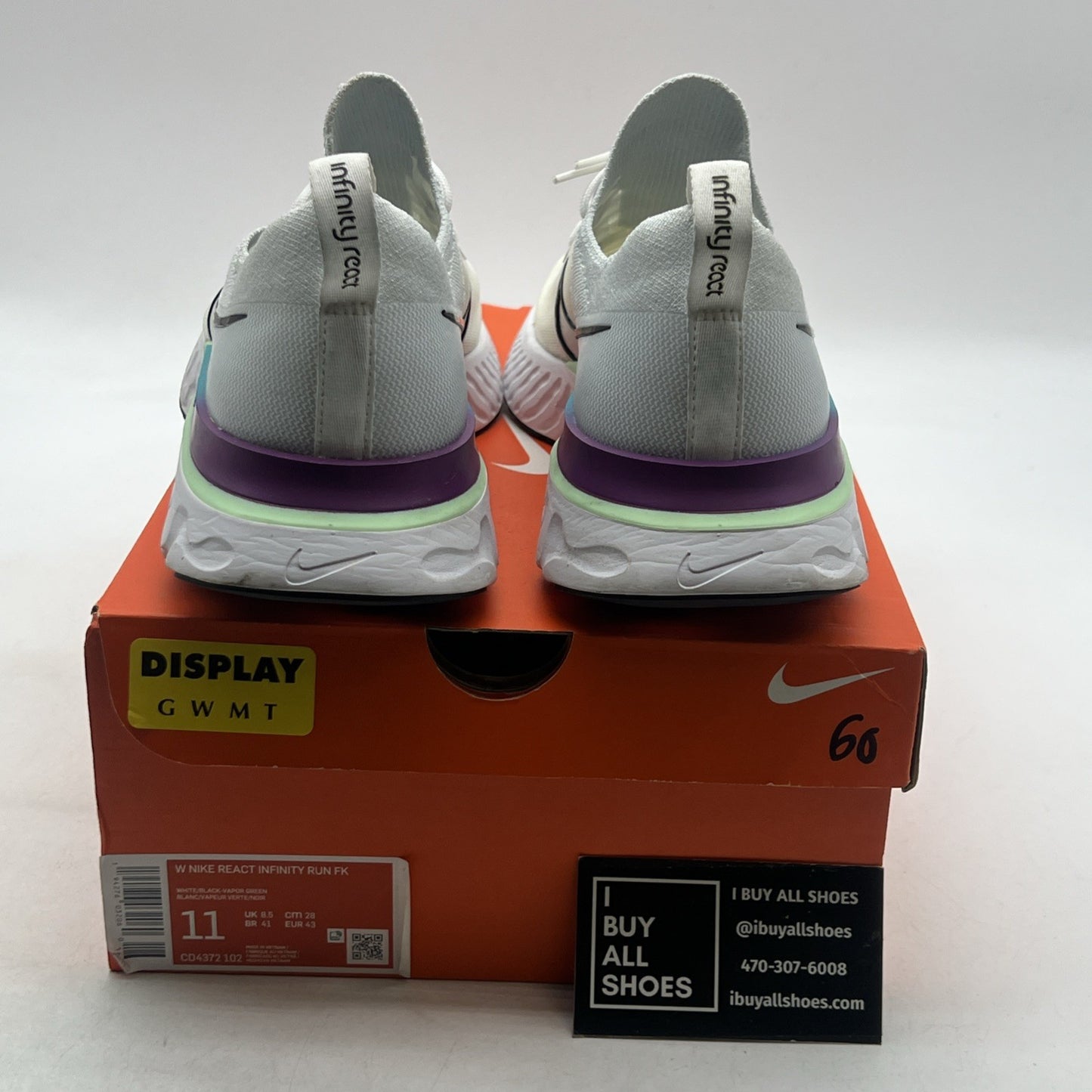 Size 11 - Nike React Infinity Run Flyknit White Ombre W (CD4372-102)