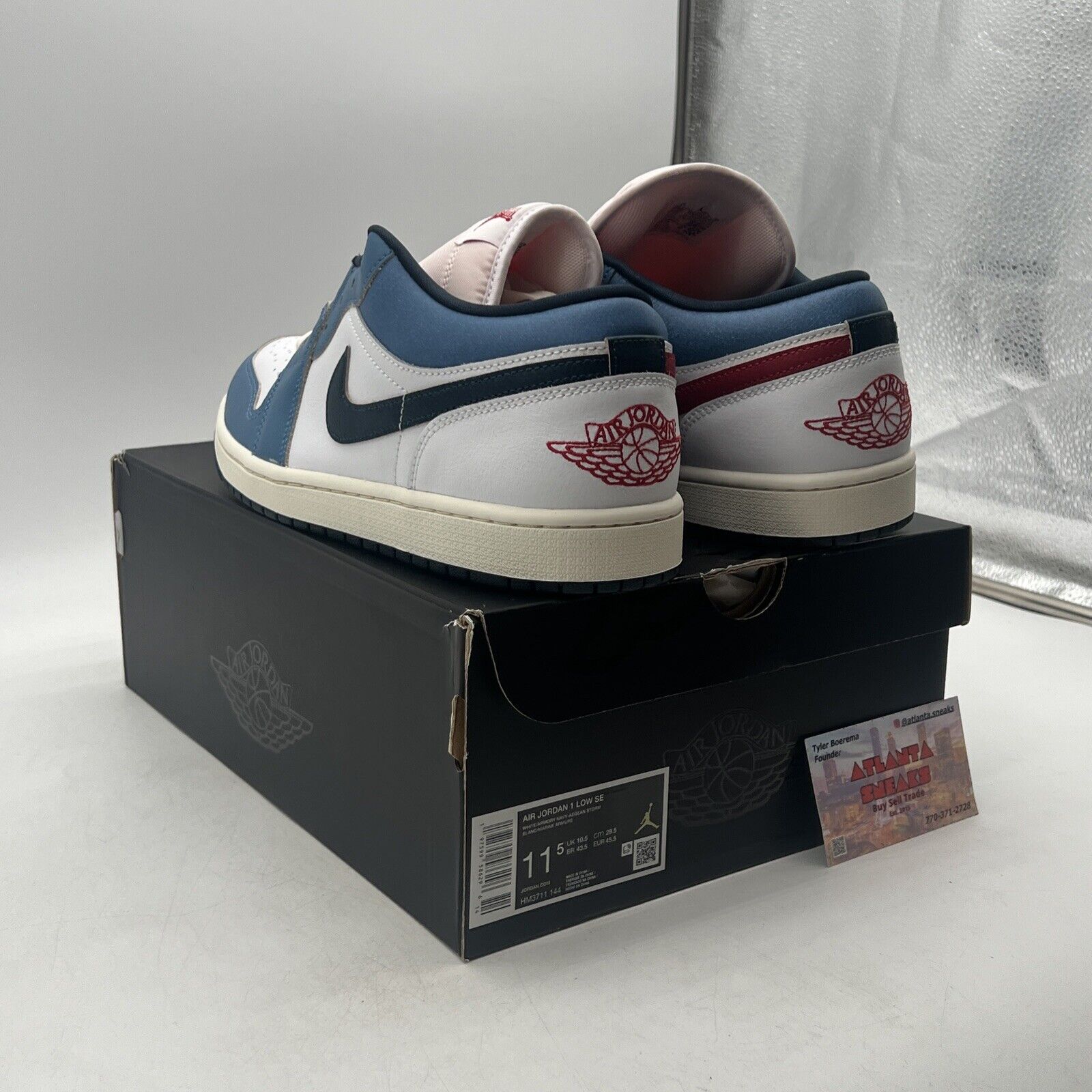 Size 11.5 - Nike Air Jordan 1 Low SE Shoes White Armory Navy (HM3711-144)