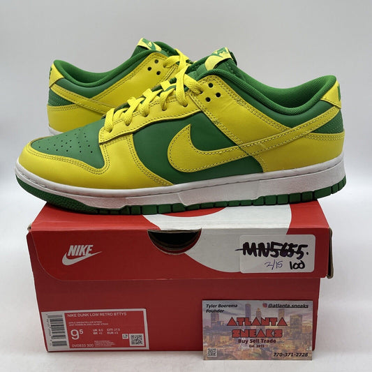 Size 9.5 - Nike Dunk Low Reverse Brazil Yellow Green Leather (DV0833-300)