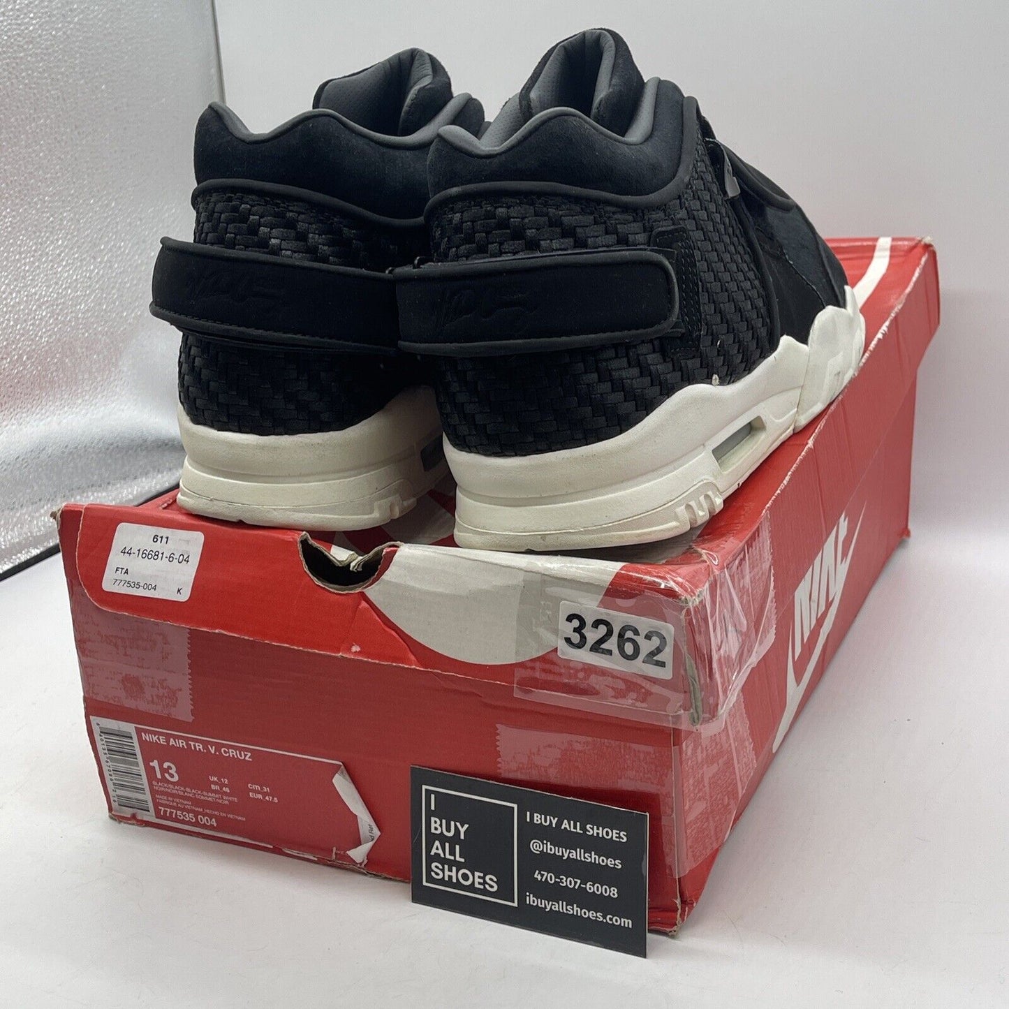 Size 13 - Nike Air Trainer Cruz Black Suede Leather White (777535-004)