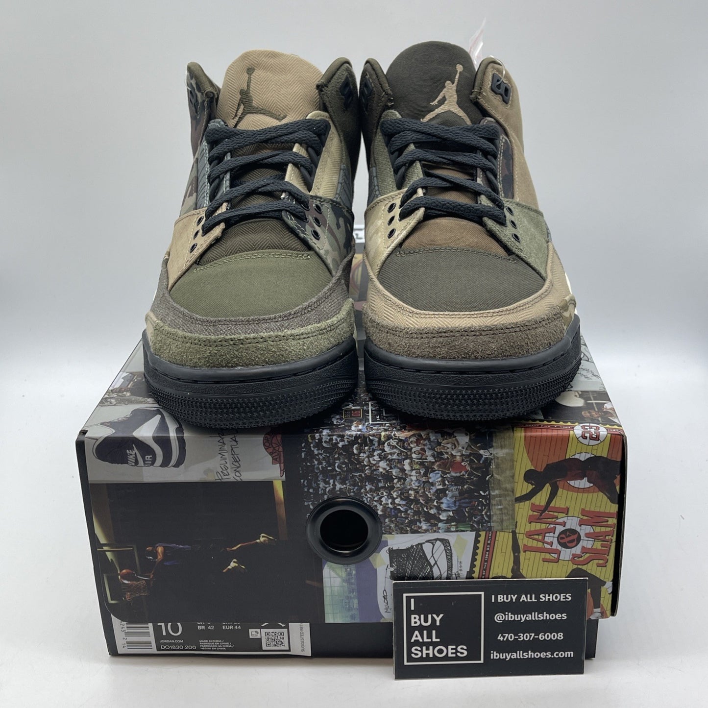 Size 10 - Jordan 3 Retro Patchwork 2021 Black Green Suede (DO1830-200)