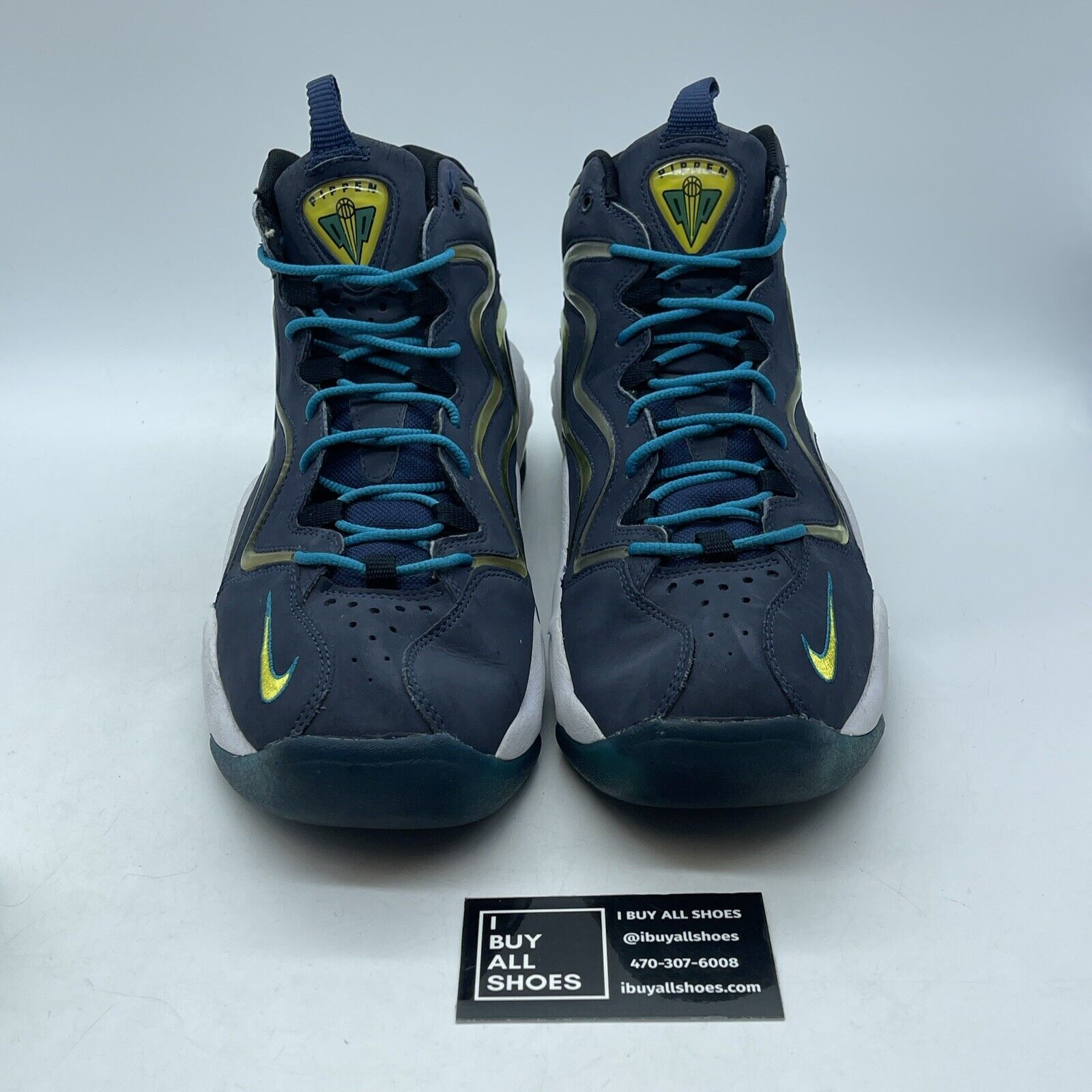 Size 12 - Nike Air Pippen Midnight Navy Blue Yellow White Suede (325001-400)