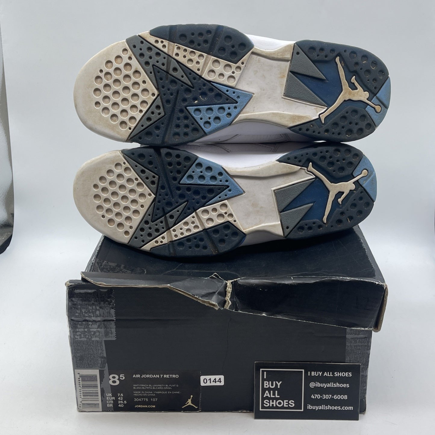 Size 8.5 - Air Jordan 7 Retro 2015 French Blue White Leather (304775-107)