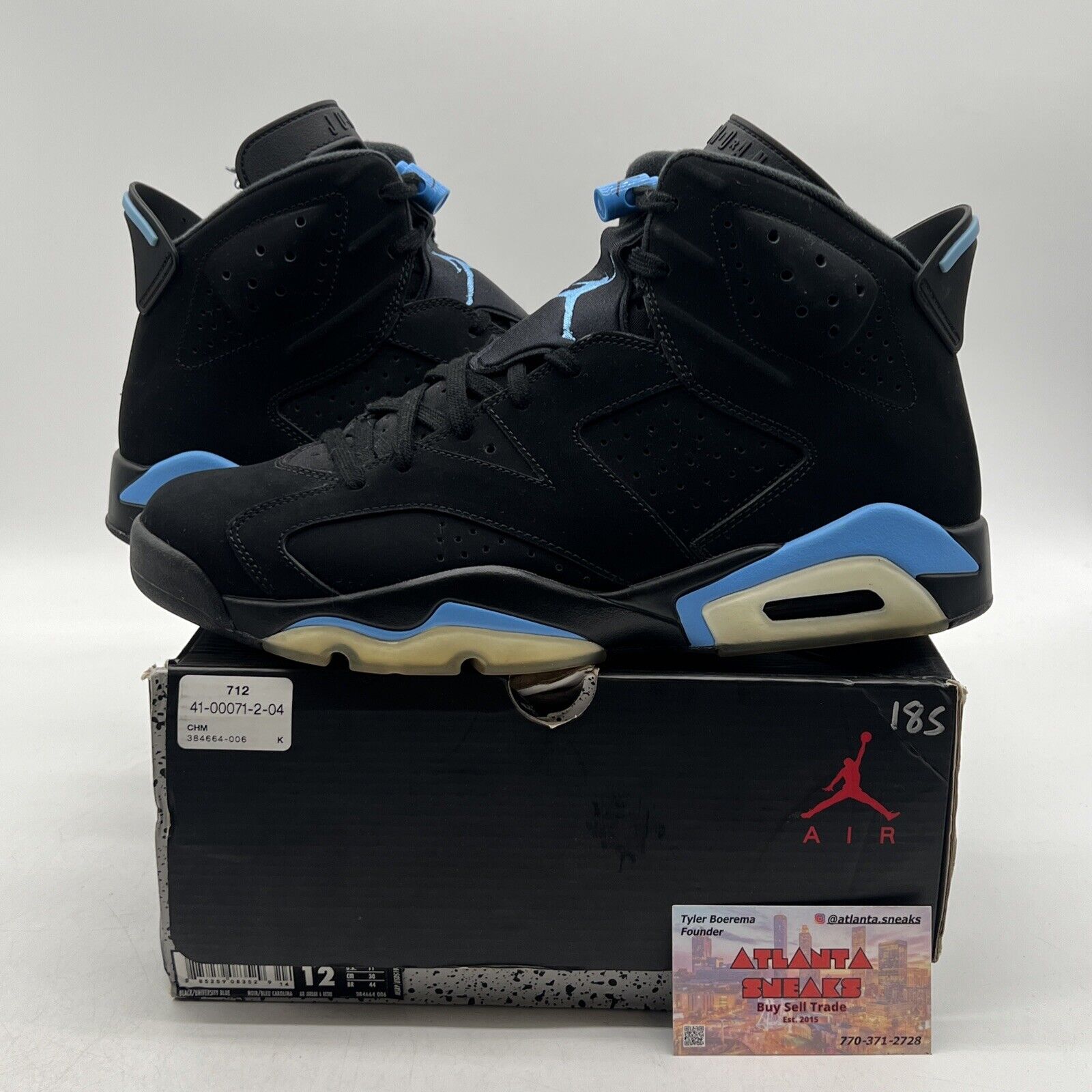 Size 12 - Air Jordan 6 Retro UNC Black Blue Suede (384664-006)