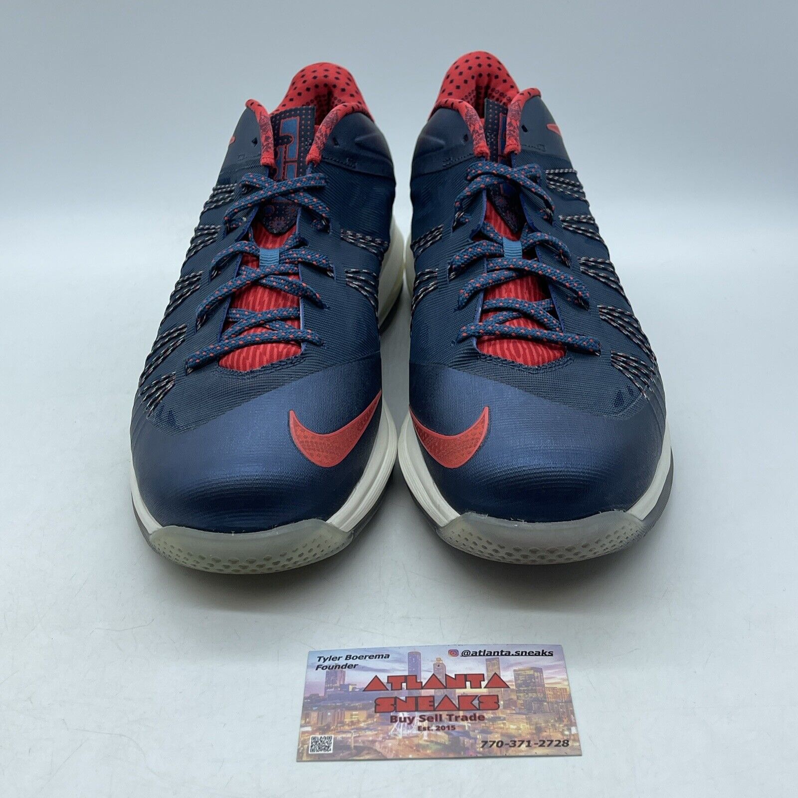 Size 11 - Nike Air Max LeBron 10 Low USA Blue Red Leather Suede (579765-400)