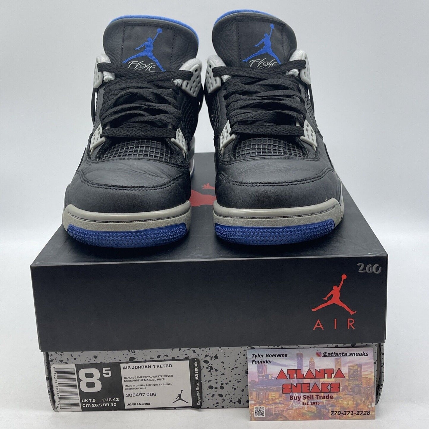 Size 8.5 - Jordan 4 Retro Motorsports Alternate 2017 Black Blue (308497-006)