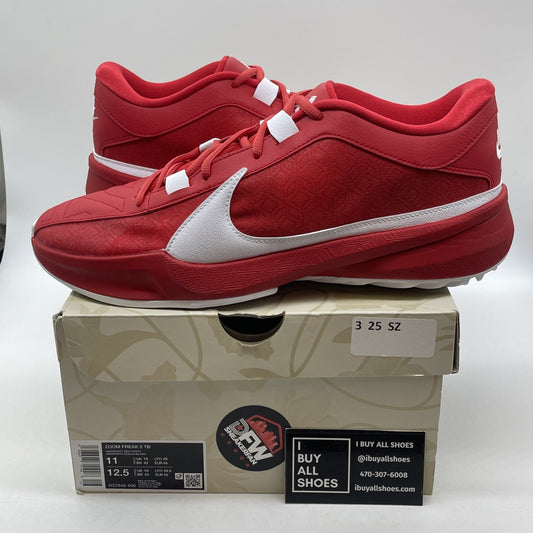 Size 11 - Nike Zoom Freak 5 TB University Red White Suede Leather (DZ2946-600)