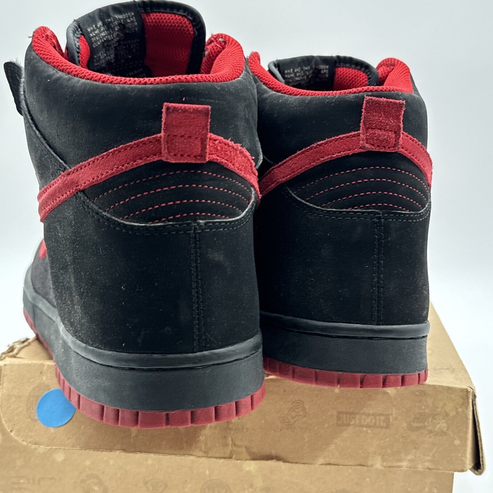 Size 11 - Nike Dunk High Gray - 317982-062 Red Suede 2008 Rare Black Bred