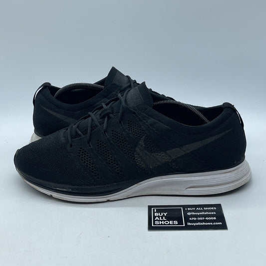 Size 12 - Nike Flyknit Trainer Shoes Black White Suede (AH8396-007)