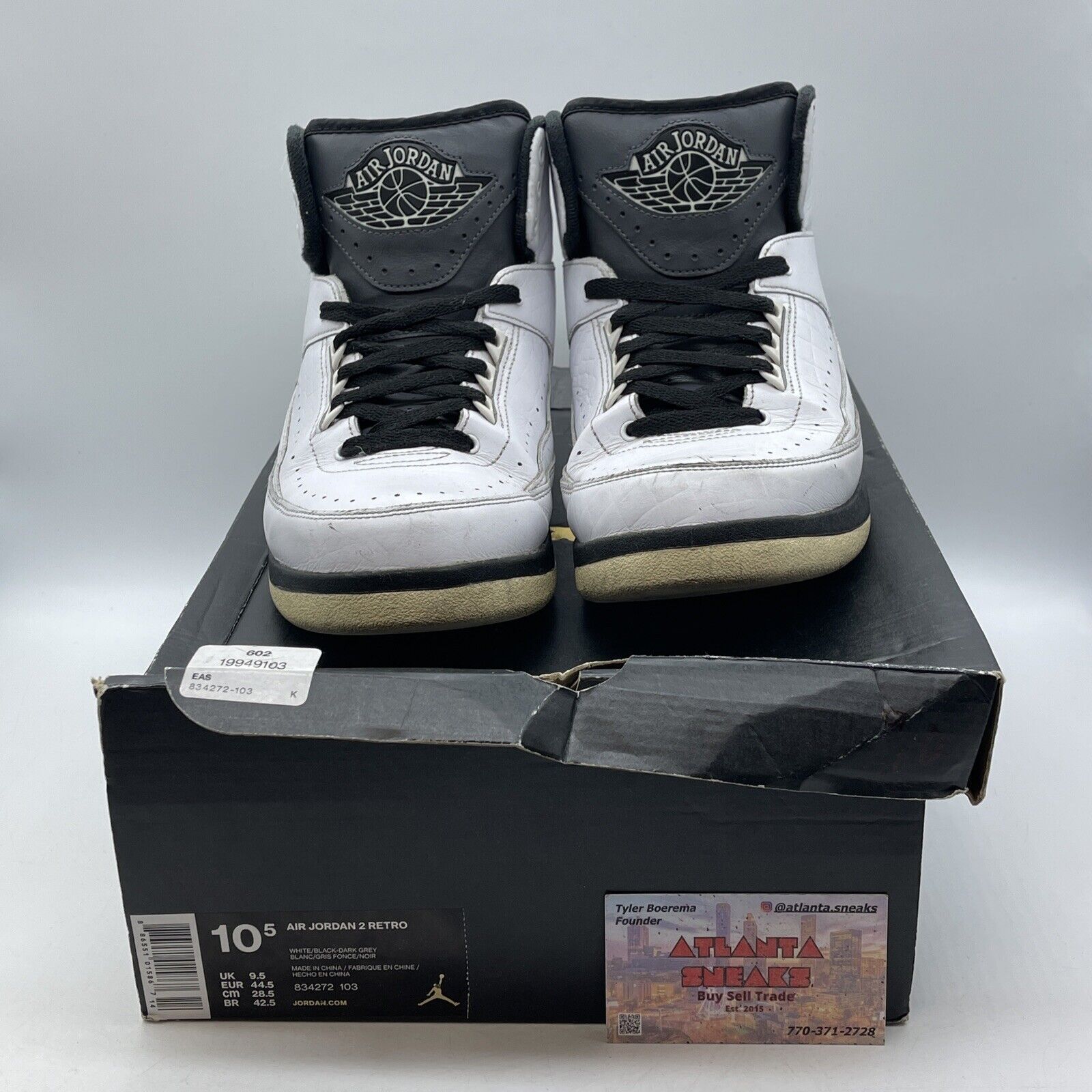 Size 10.5 - Air Jordan 2 Retro Wing It Black White Leather (834272-103)