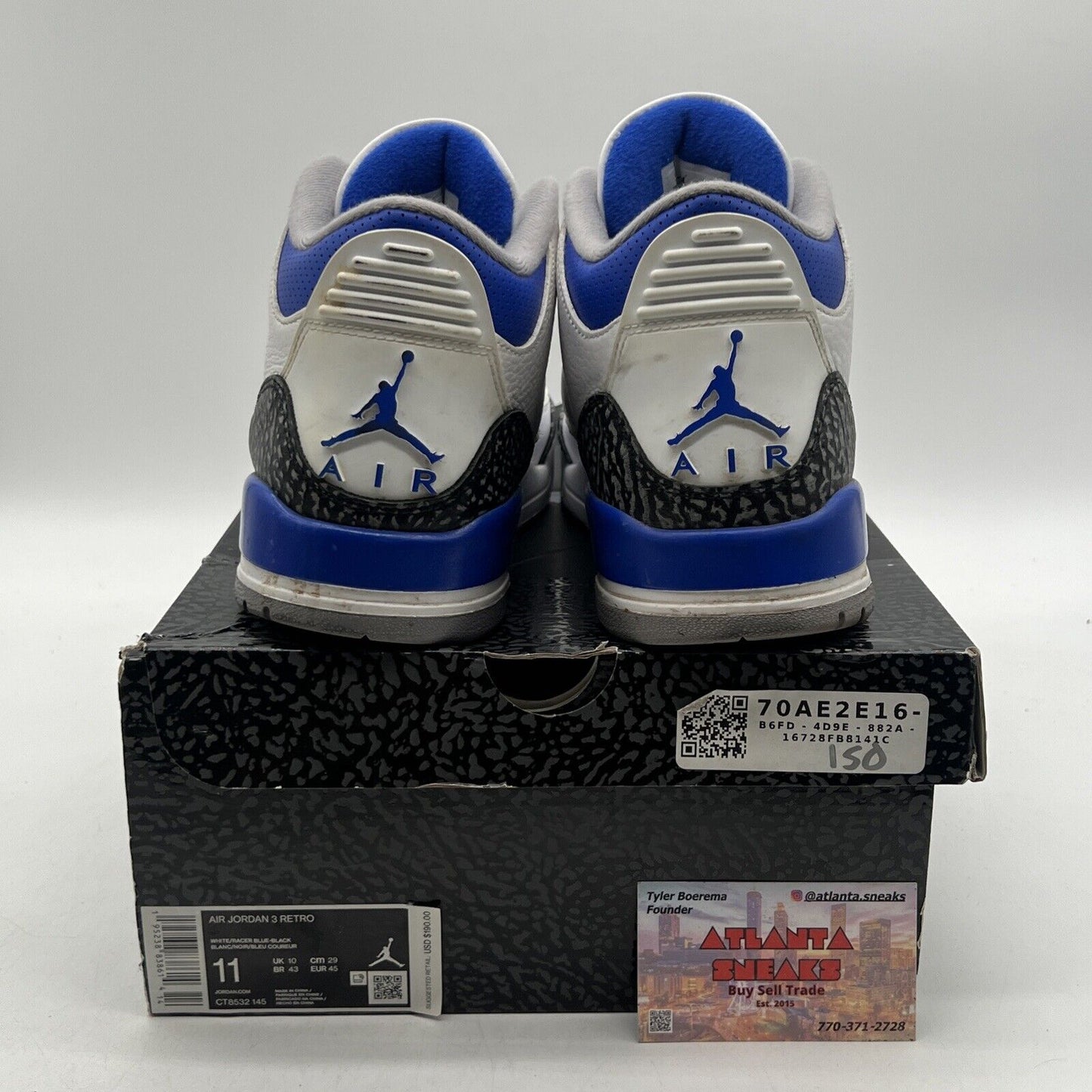 Size 11 - Jordan 3 Retro Mid Racer Blue White Black Leather Grey (CT8532-145)