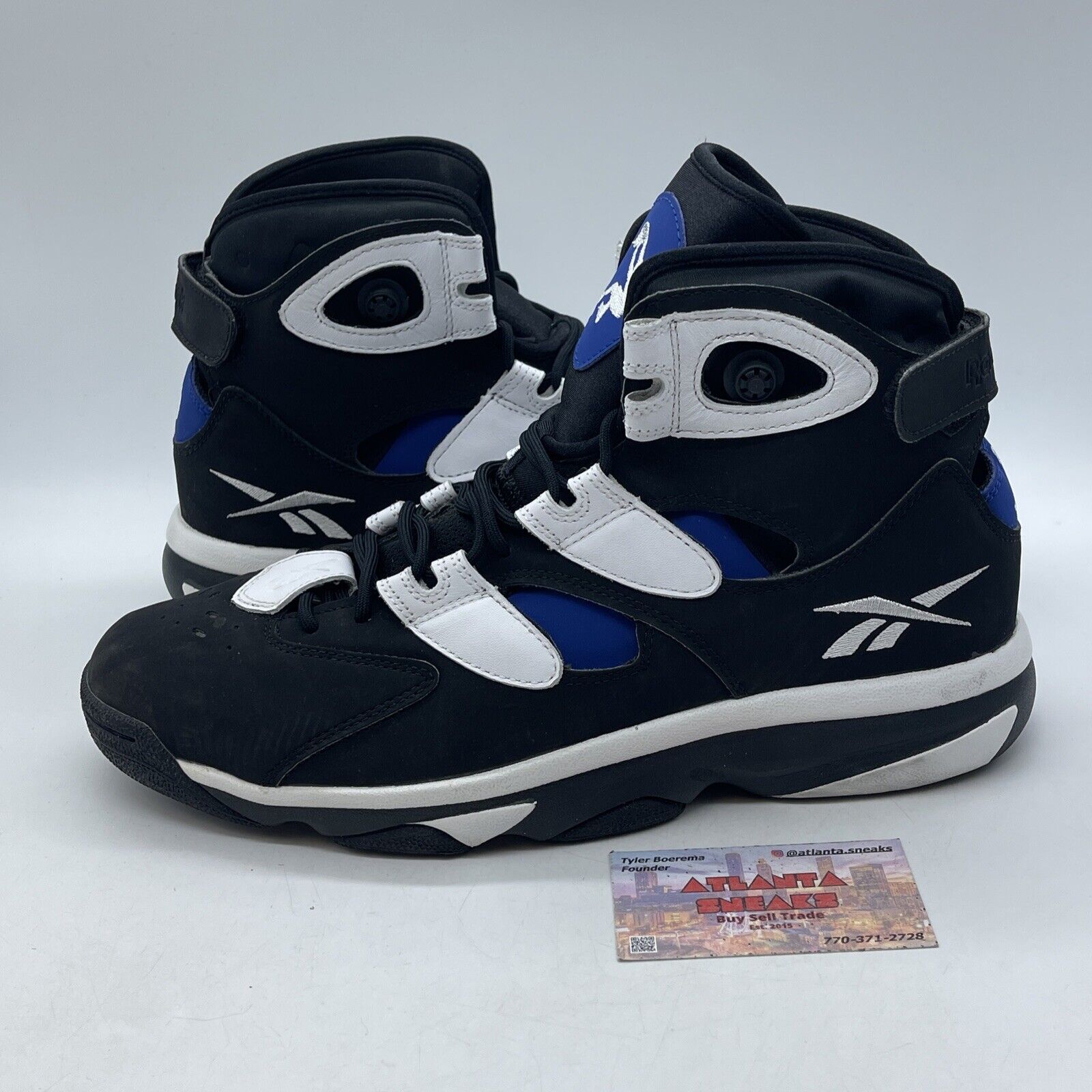 Size 12 - Reebok Shaq Attaq IV Orlando Magic Black Blue Suede white  (M41972)