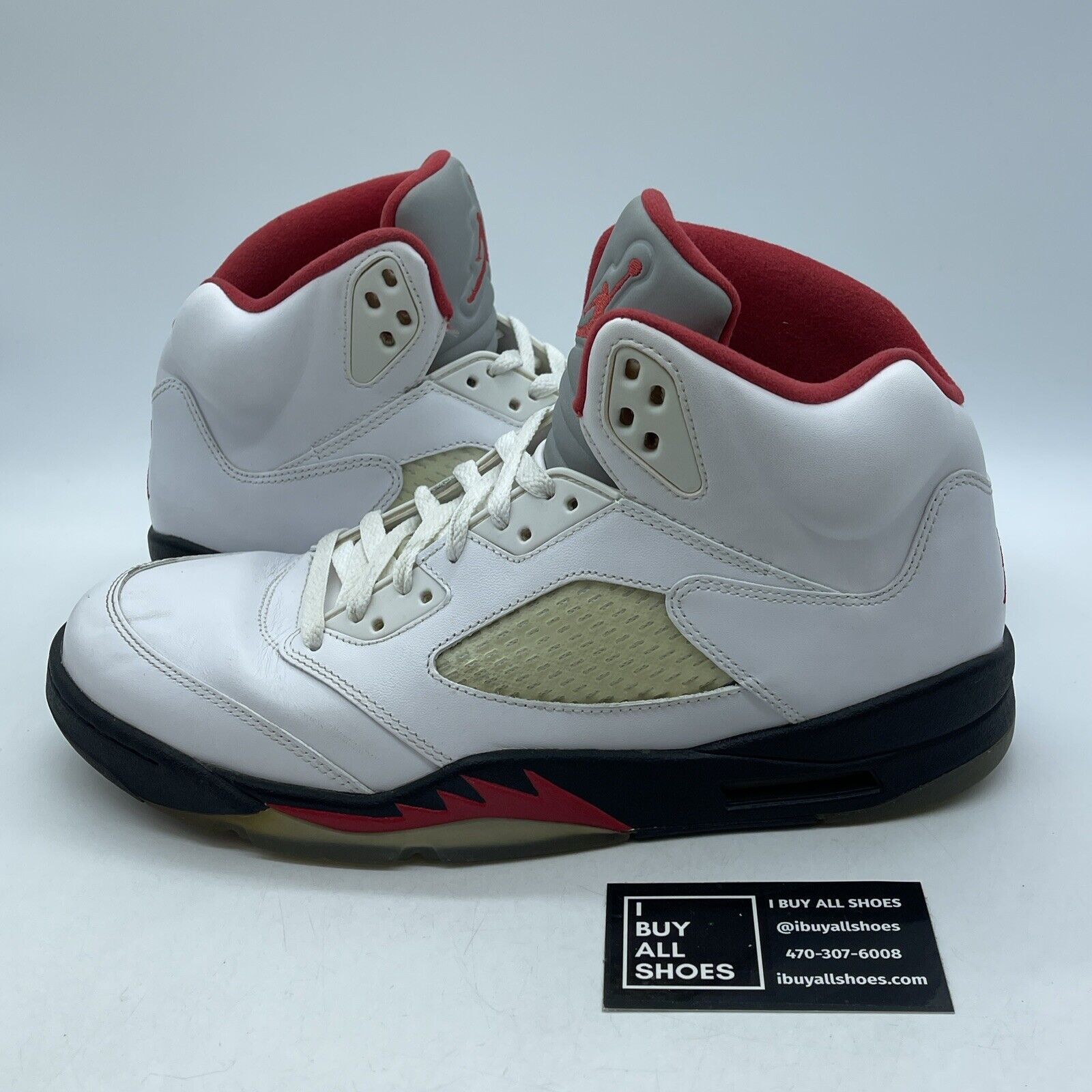 Size 11.5 - Air Jordan 5 Retro 2013 Fire Red White Black Leather (136027-100)