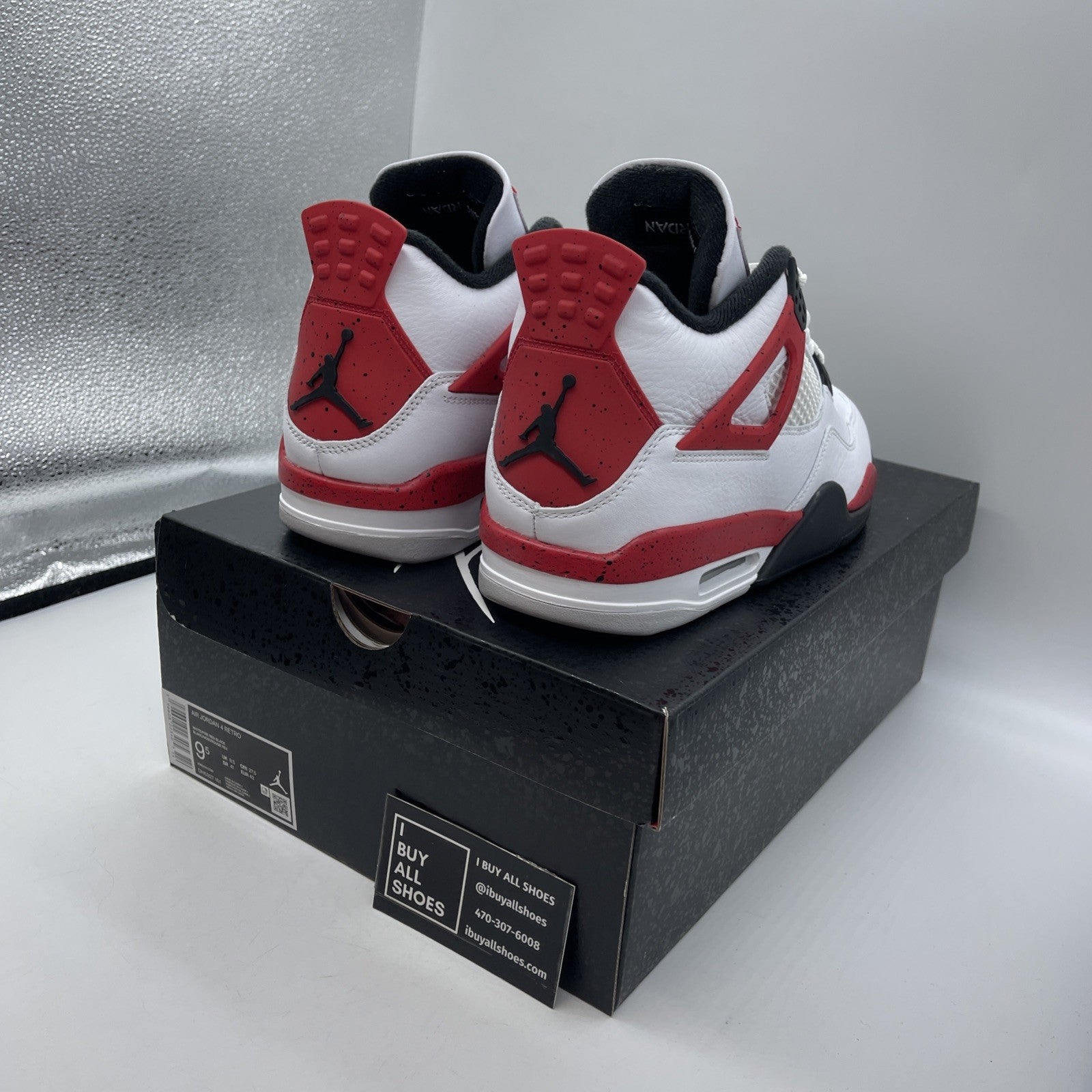 Size 9.5 - Air Jordan 4 Retro Mid Red Cement White Leather (DH6927-161)