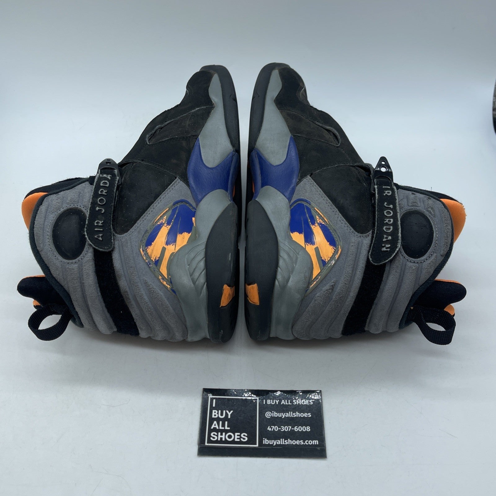 Size 9 - Air Jordan 8 Retro Phoenix Suns Black Grey Suede (305381-043)
